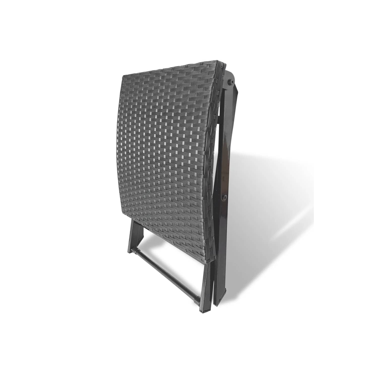 vidaXL Folding Stool Poly Rattan Black