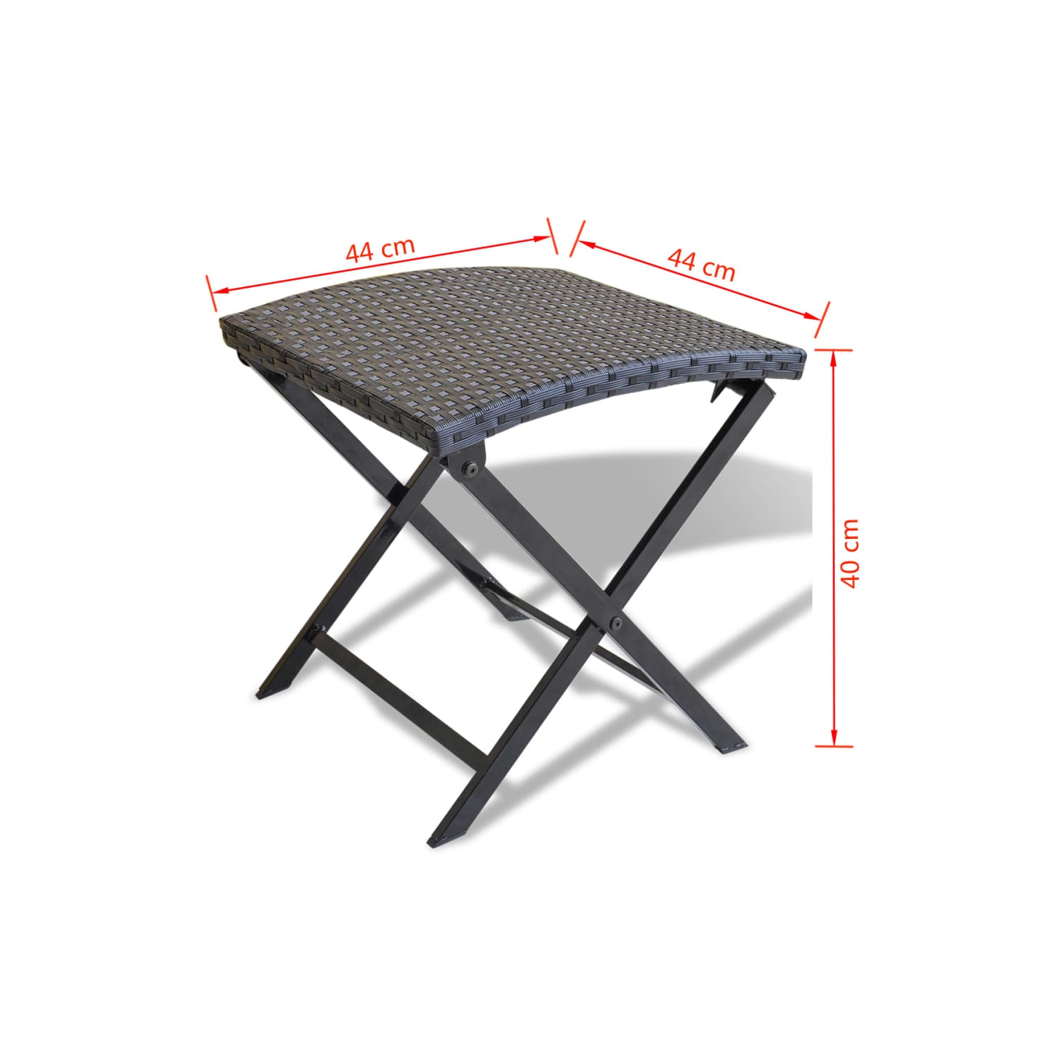 vidaXL Folding Stool Poly Rattan Black