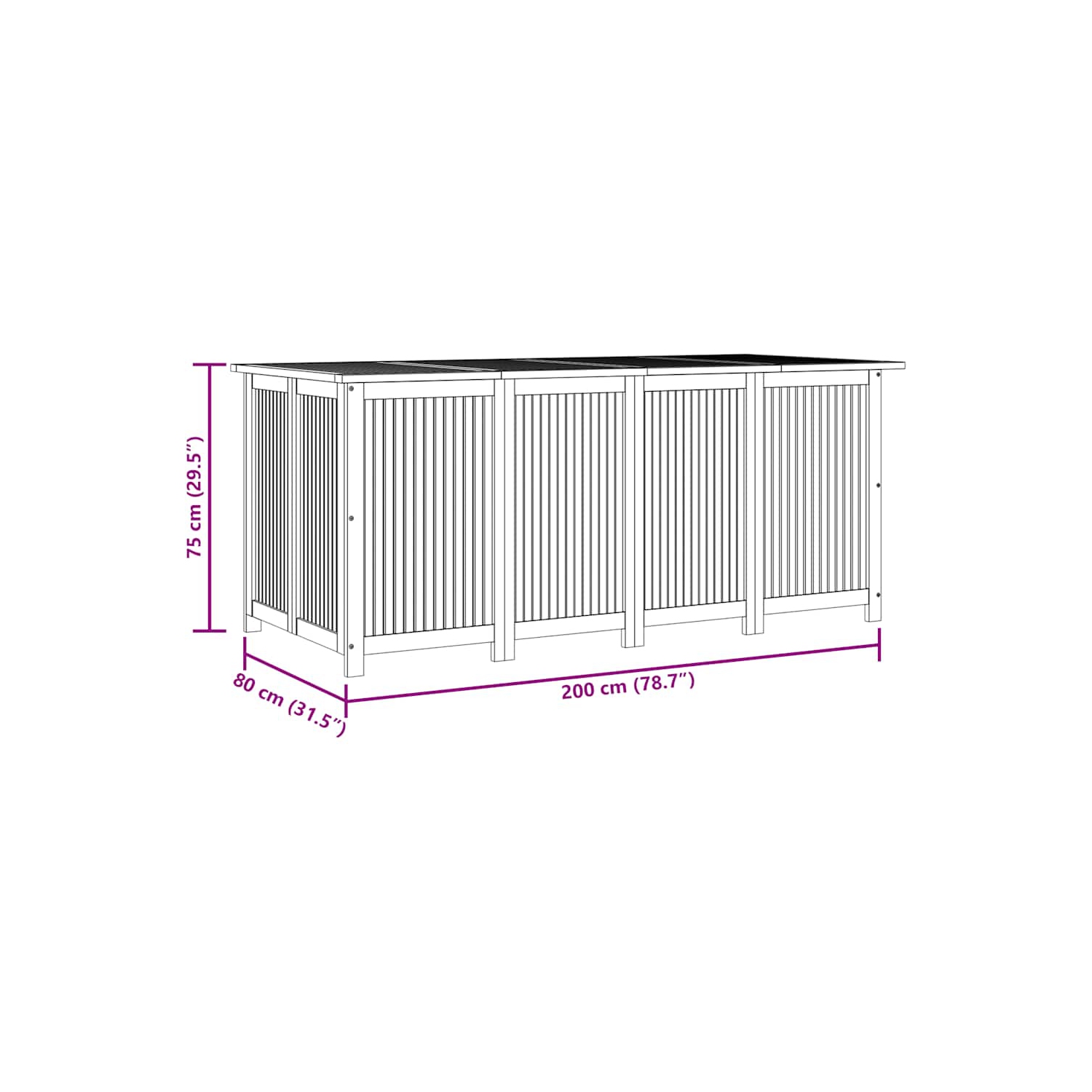vidaXL Garden Storage Box 200x80x75 cm Solid Wood Acacia