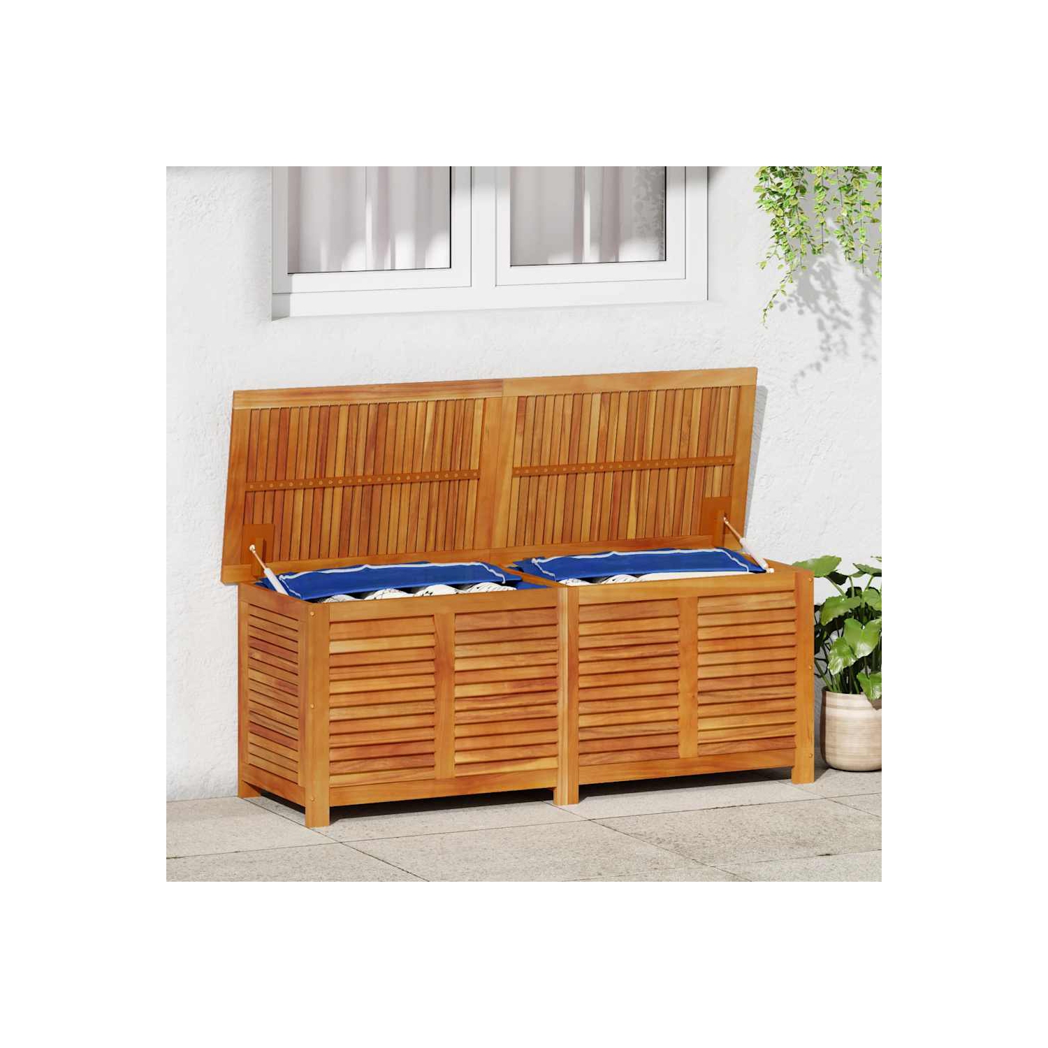vidaXL Garden Storage Box with Louver 150x50x56 cm Solid Wood Acacia