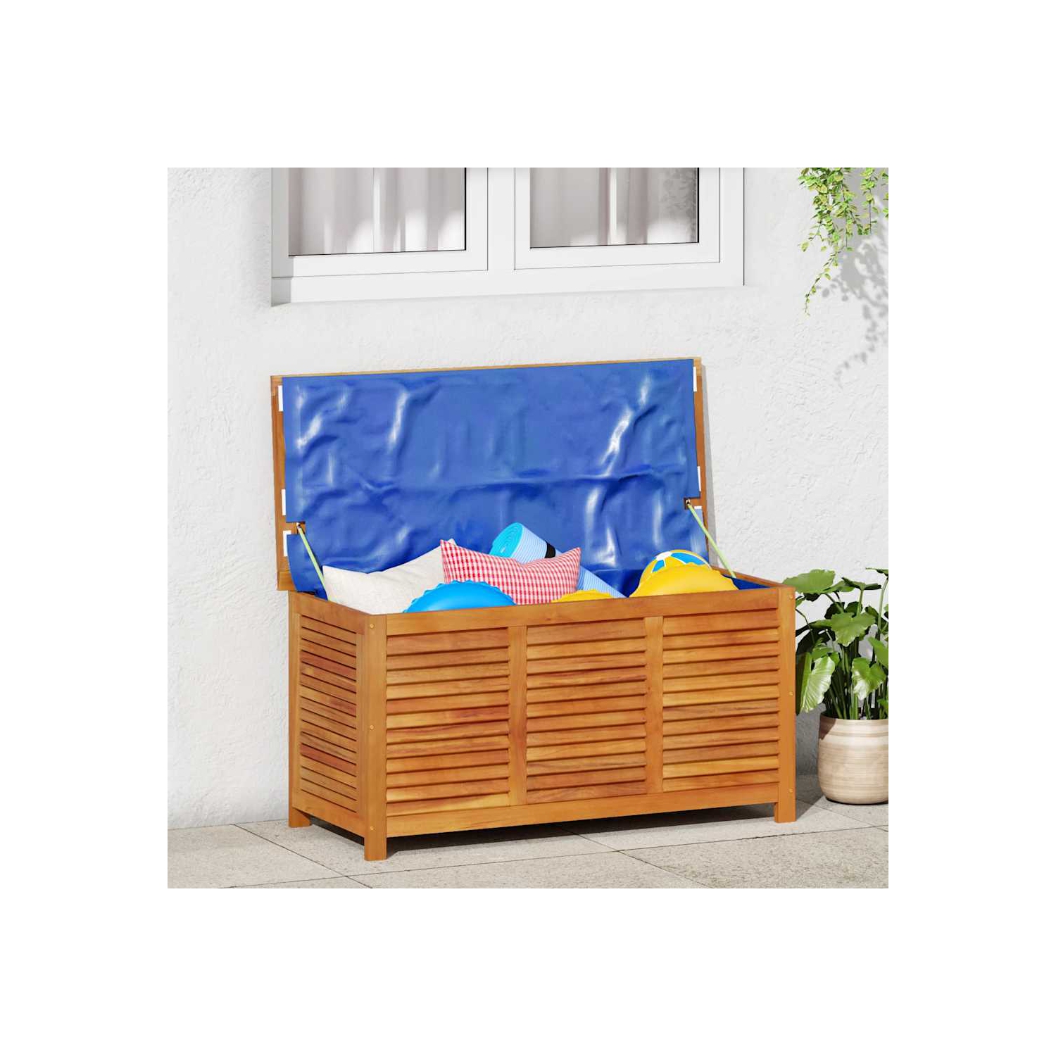 vidaXL Garden Storage Box with Louver 113x50x56 cm Solid Wood Acacia