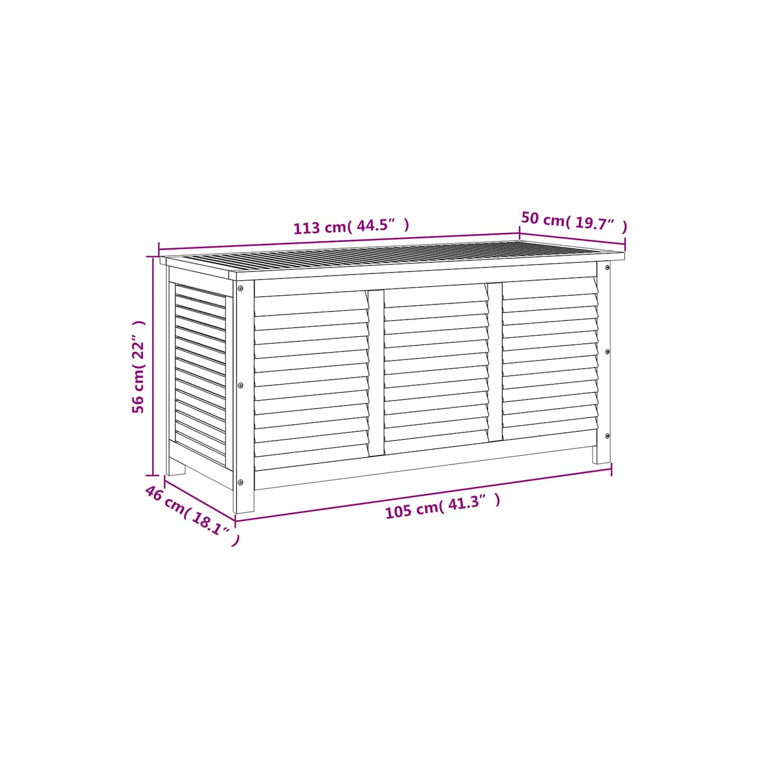 vidaXL Garden Storage Box with Louver 113x50x56 cm Solid Wood Acacia