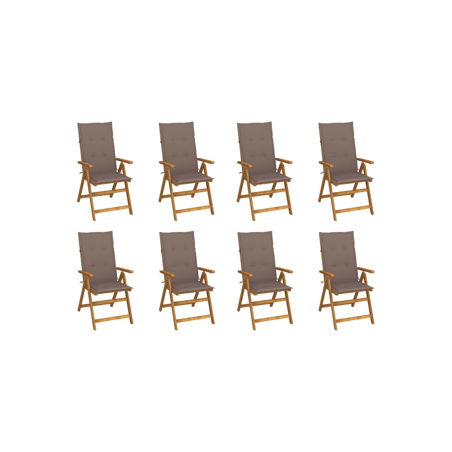 vidaXL Folding Garden Chairs with Cushions 8 pcs Solid Acacia Wood