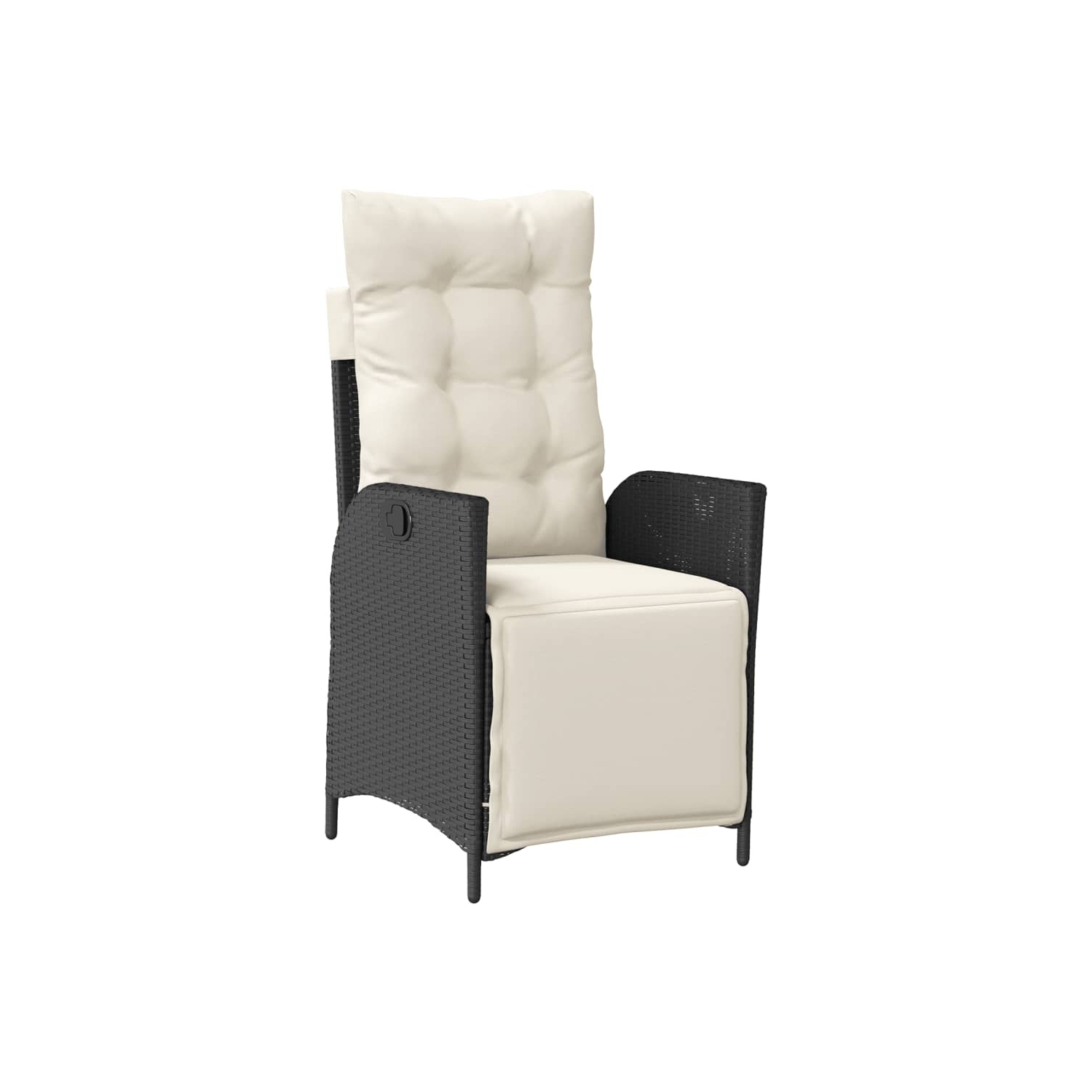 Fauteuil de jardin inclinable avec repose-pieds en poly rotin noir vidaXL