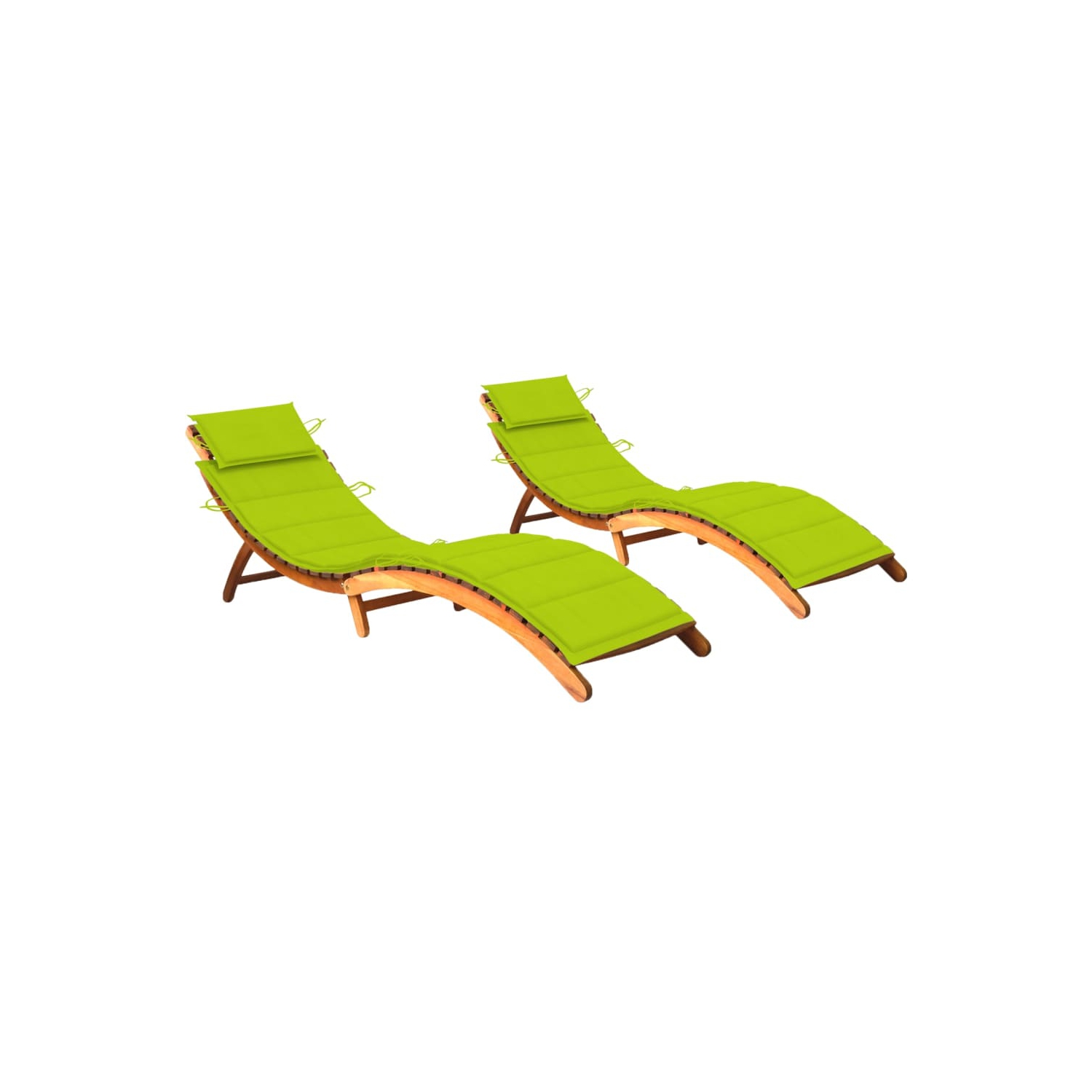 Chaises longues VidaXL 2 pièces avec coussins bois d'acacia massif