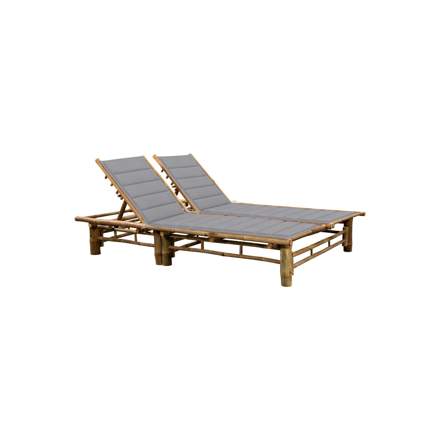 vidaXL 2-Person Sun Lounger with Cushions Bamboo