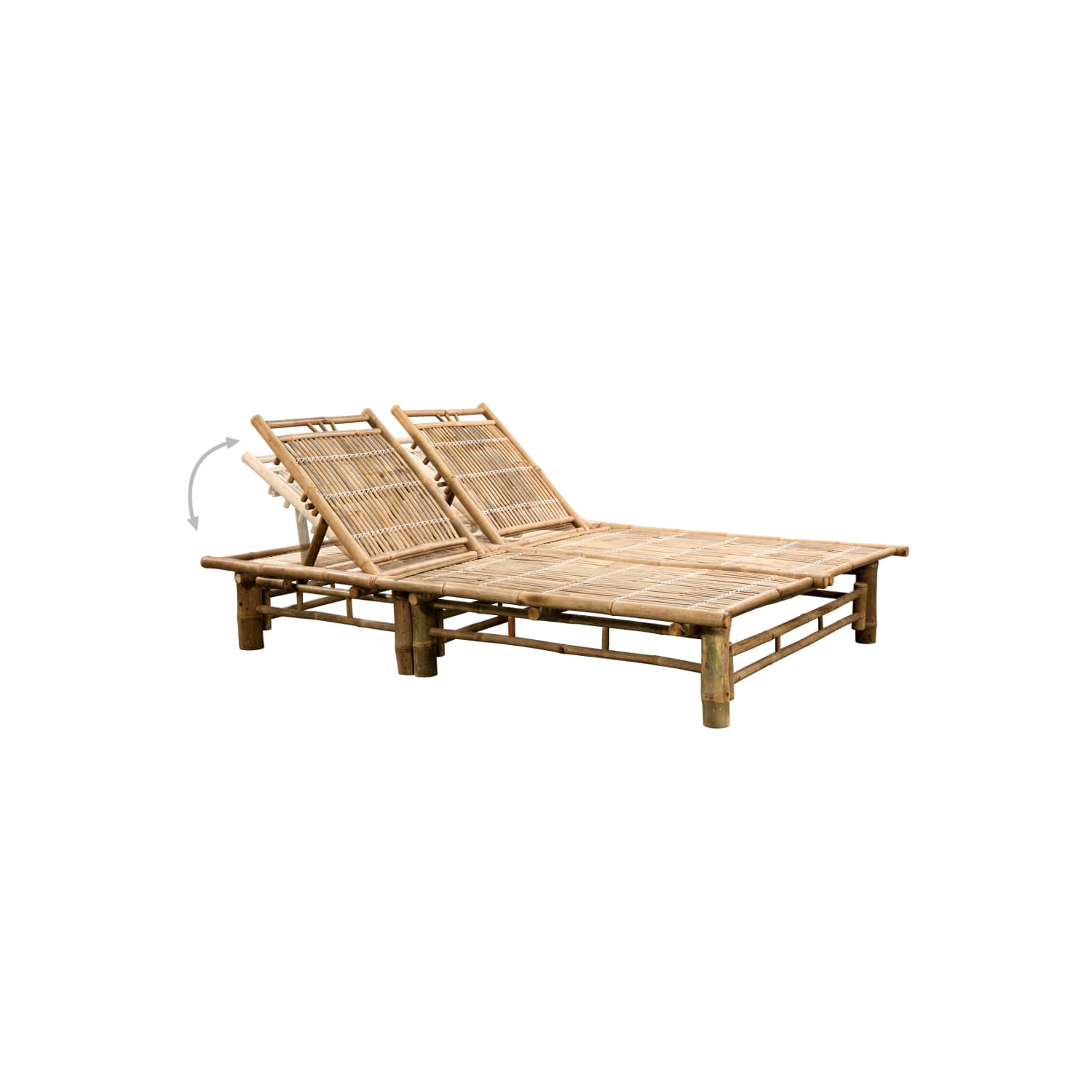 vidaXL 2-Person Sun Lounger with Cushions Bamboo
