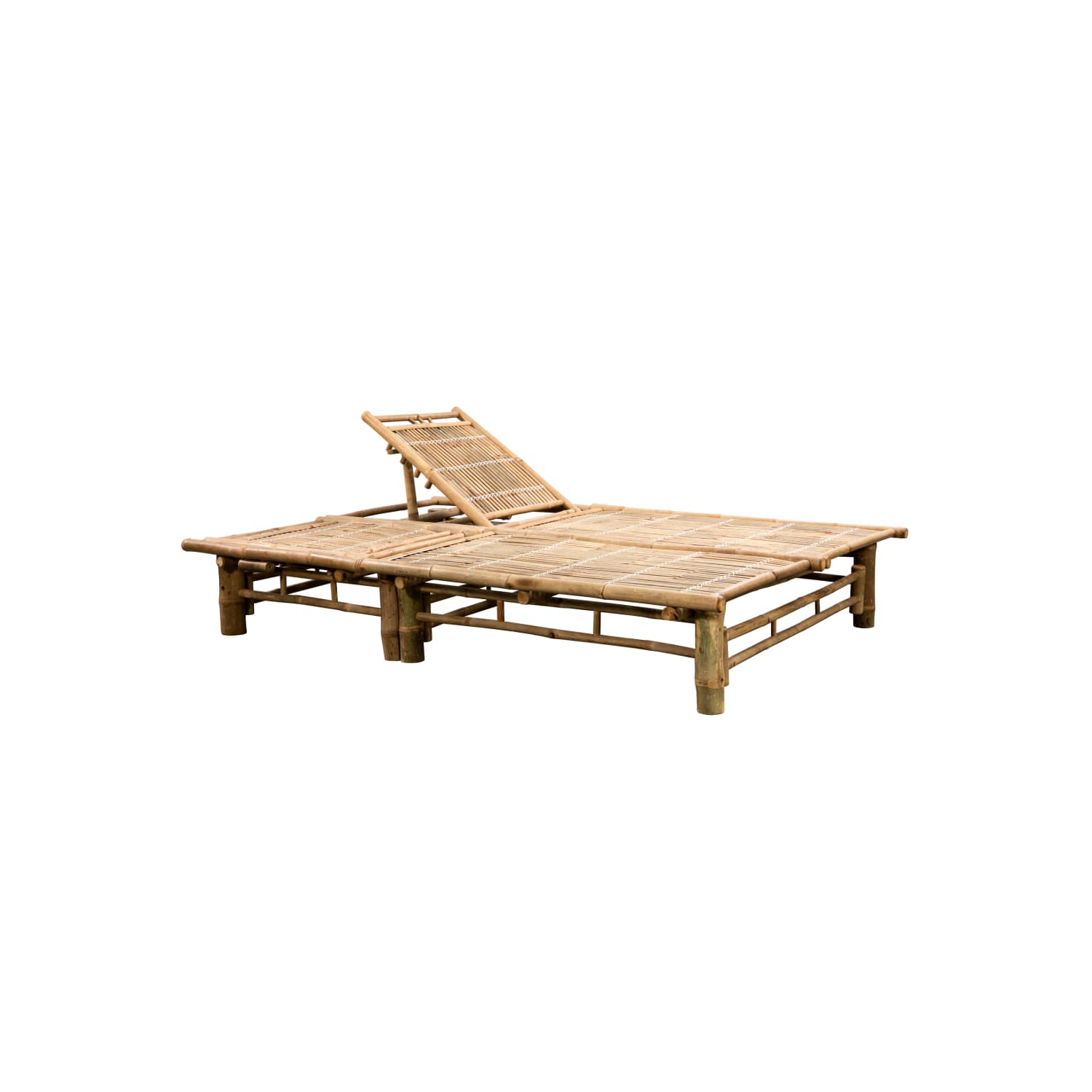 vidaXL 2-Person Sun Lounger with Cushions Bamboo