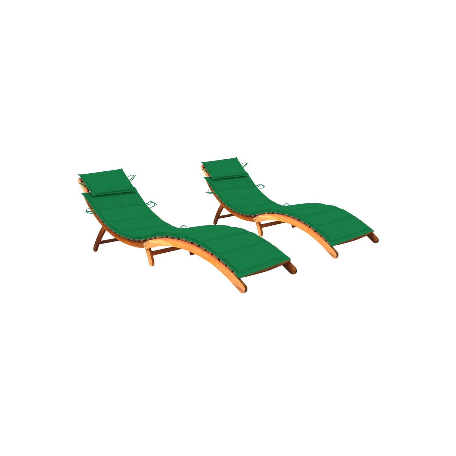 Chaises longues VidaXL 2 pièces avec coussins bois d'acacia massif