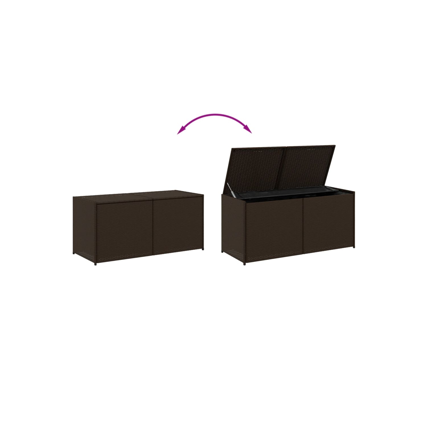 vidaXL Garden Storage Box Brown 283L Poly Rattan