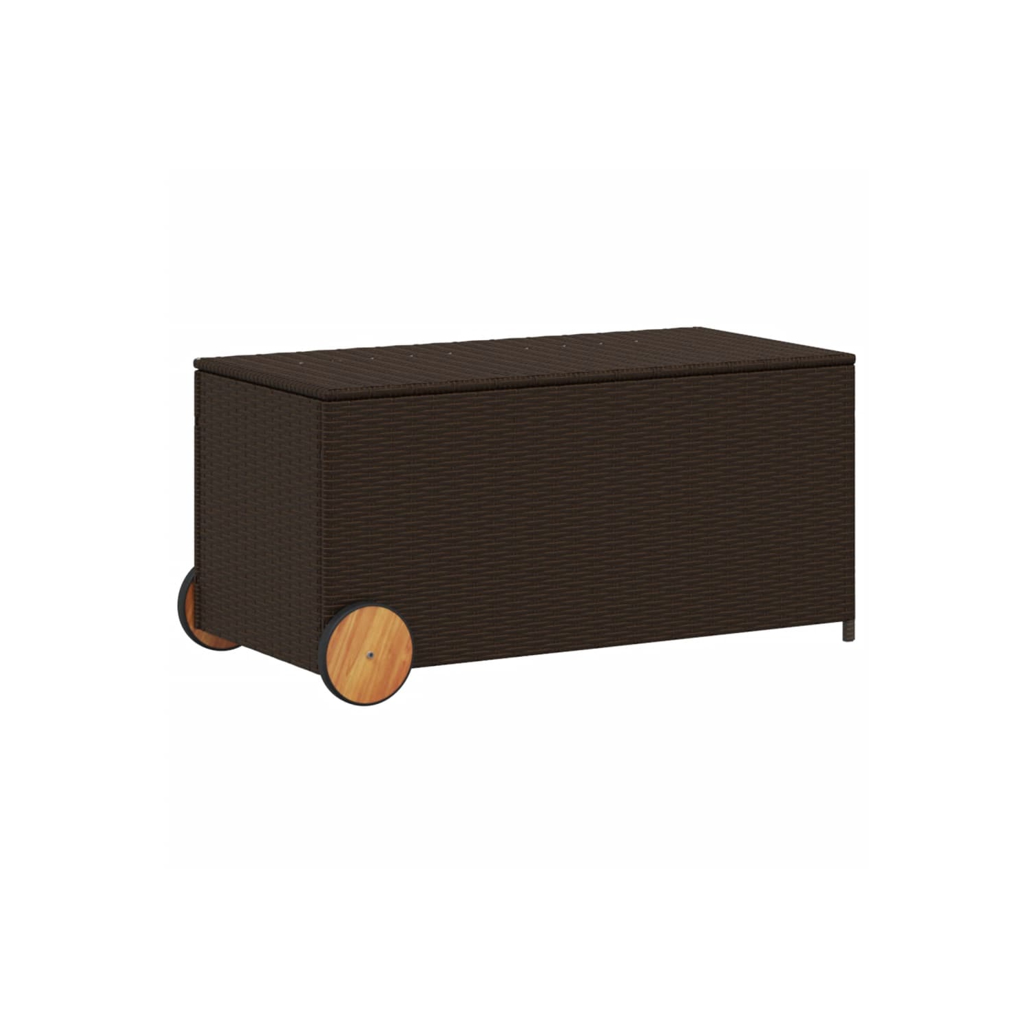 vidaXL Garden Storage Box with Wheels Brown 190L Poly Rattan
