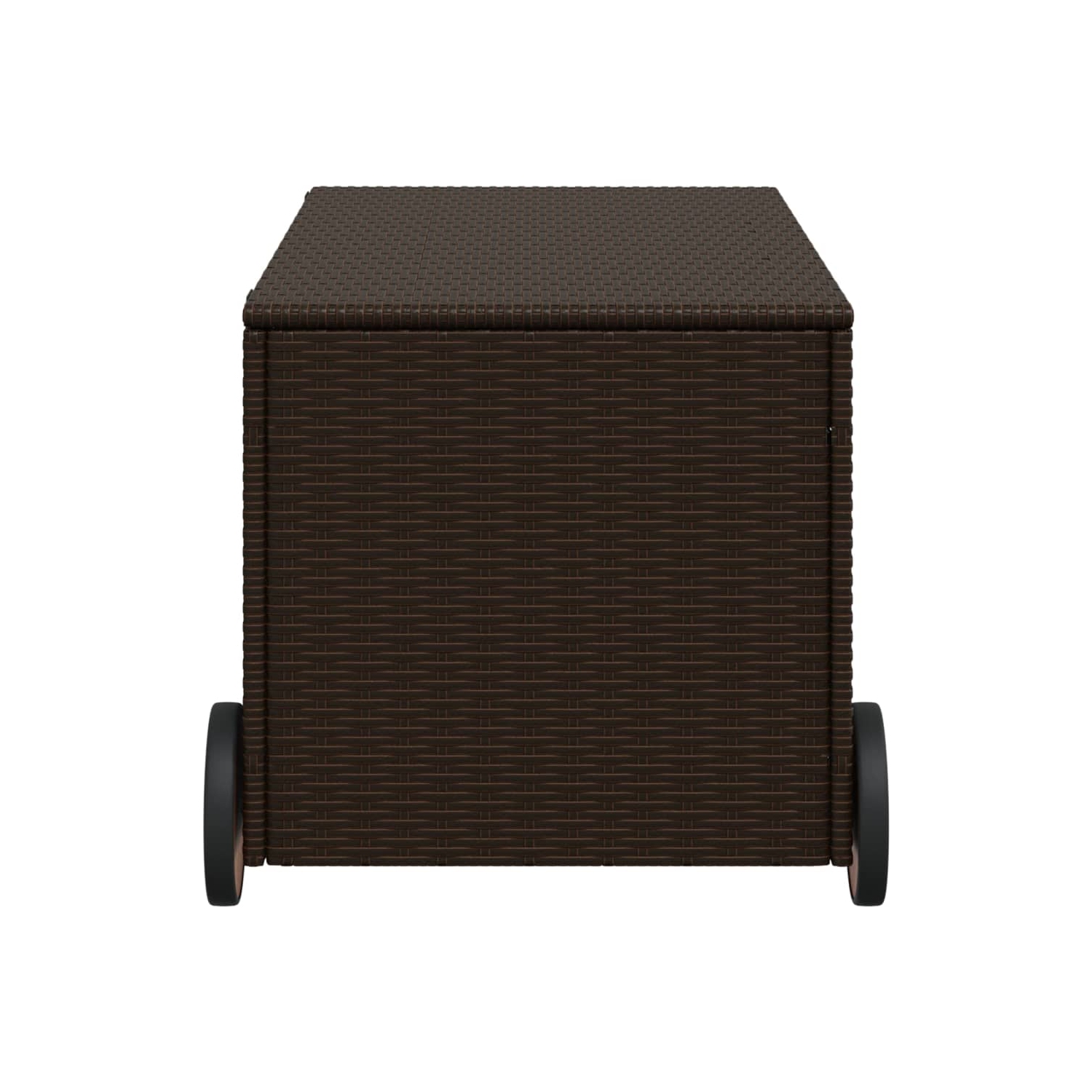 vidaXL Garden Storage Box with Wheels Brown 190L Poly Rattan