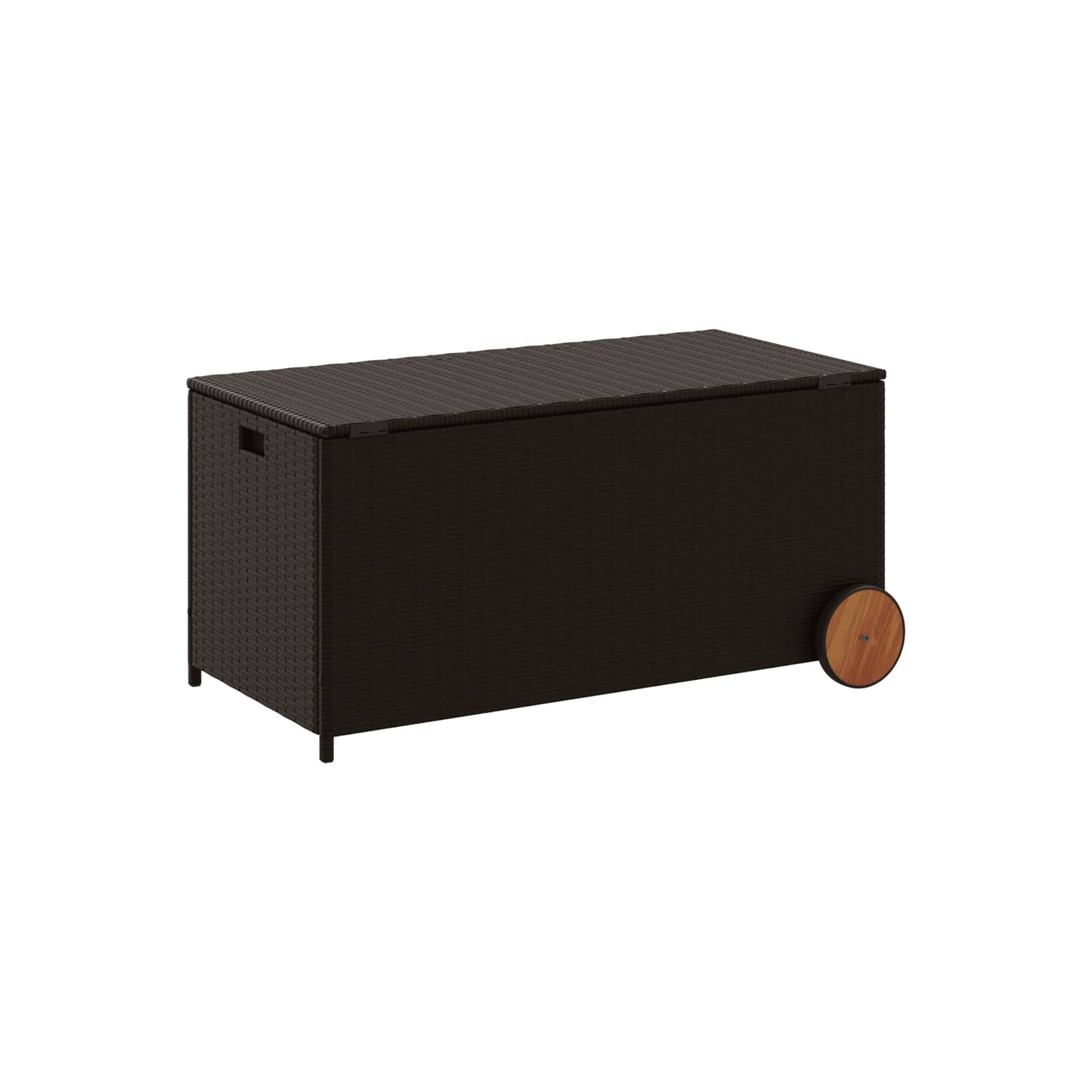 vidaXL Garden Storage Box with Wheels Brown 190L Poly Rattan