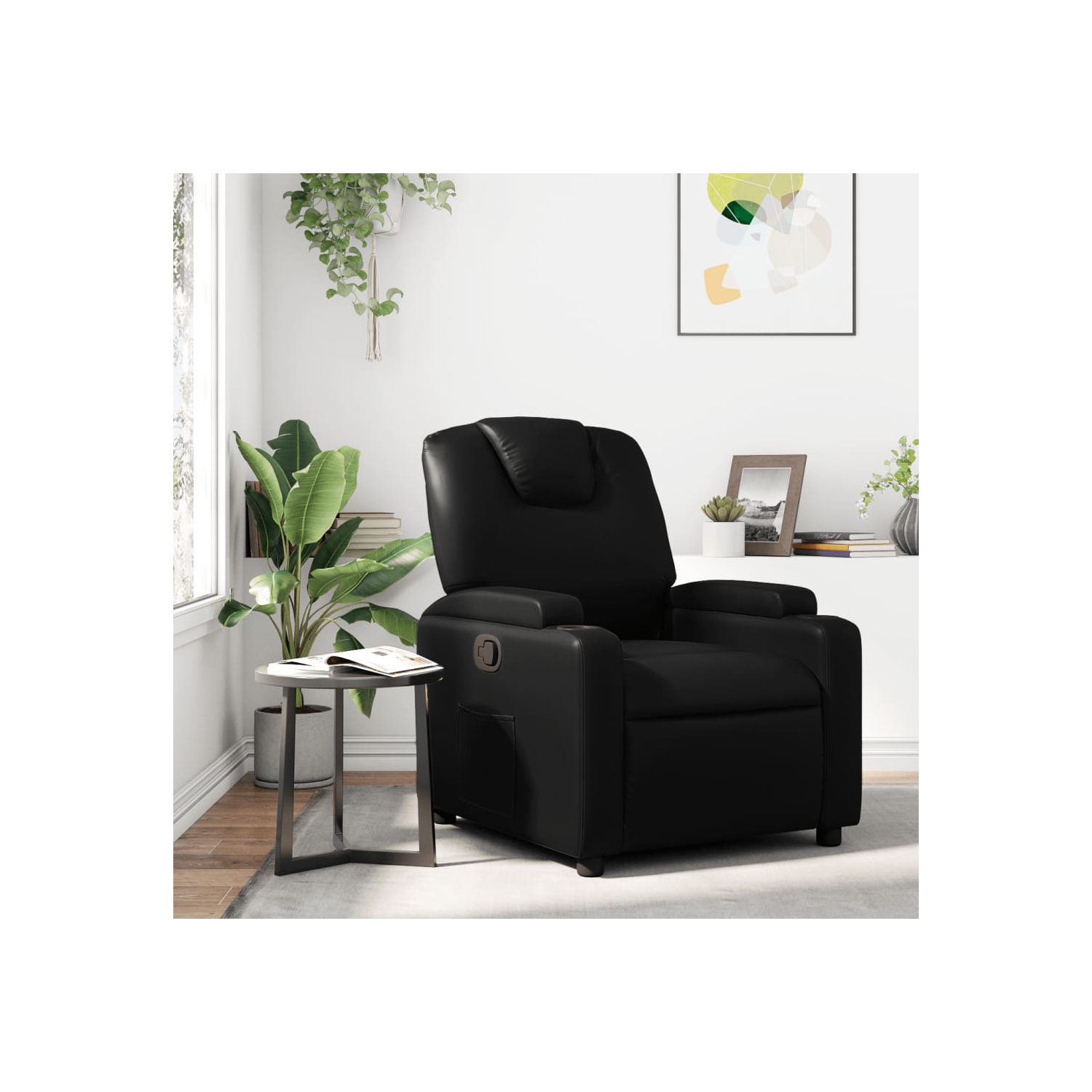 vidaXL Recliner Chair Black Faux Leather