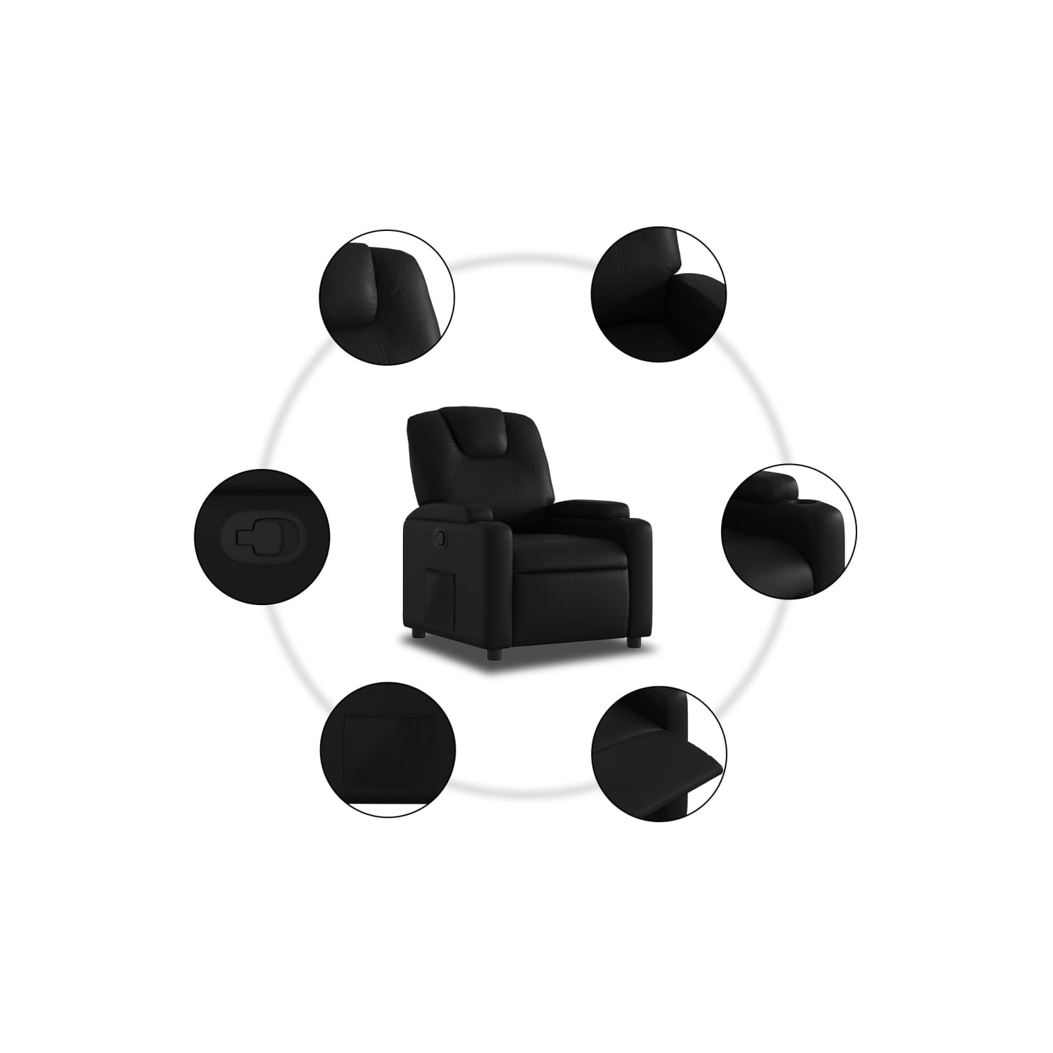 vidaXL Recliner Chair Black Faux Leather