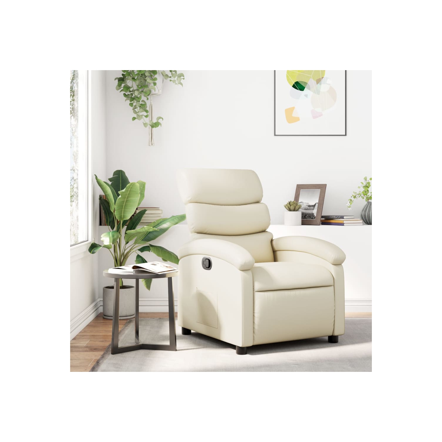 vidaXL Recliner Chair Cream Faux Leather