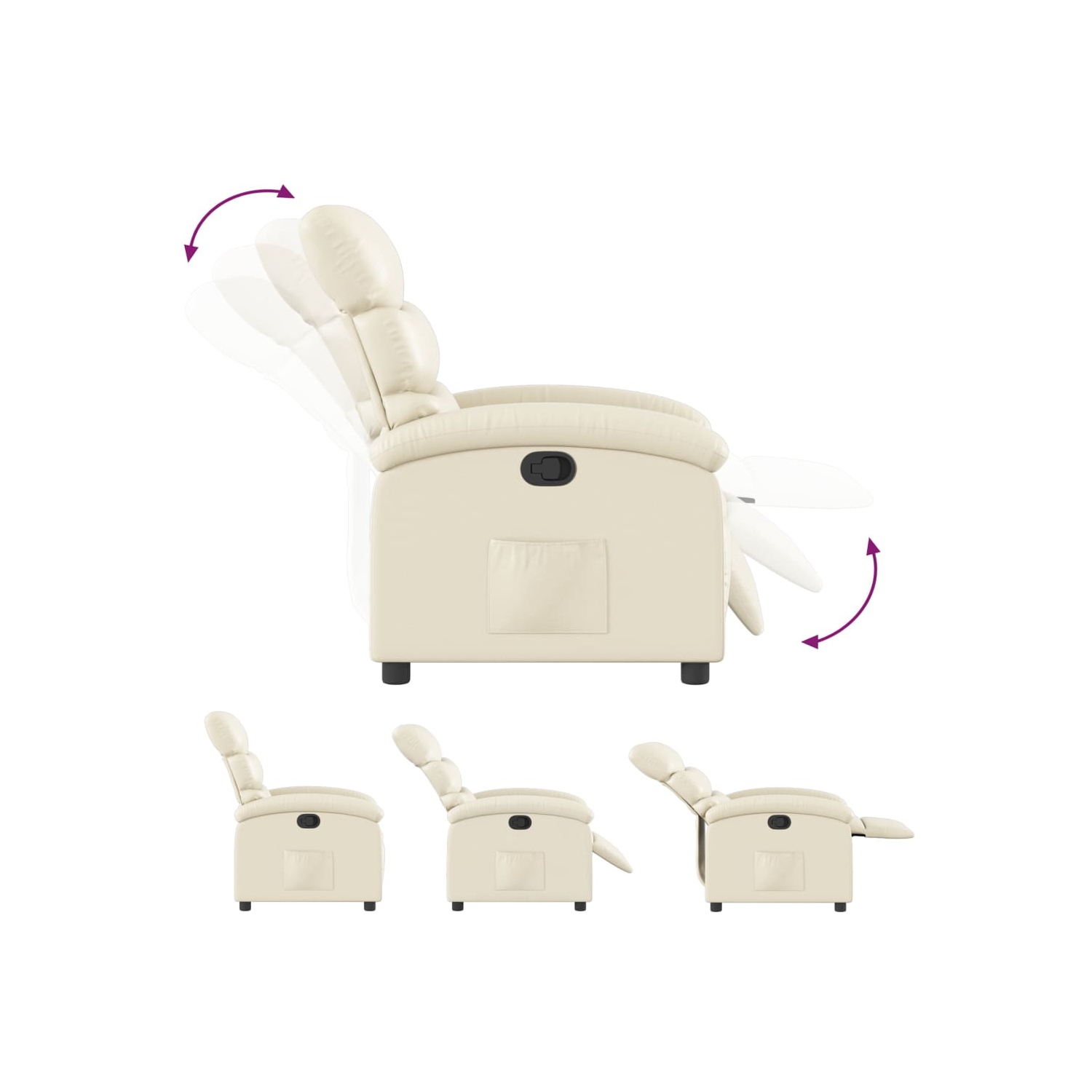 vidaXL Recliner Chair Cream Faux Leather