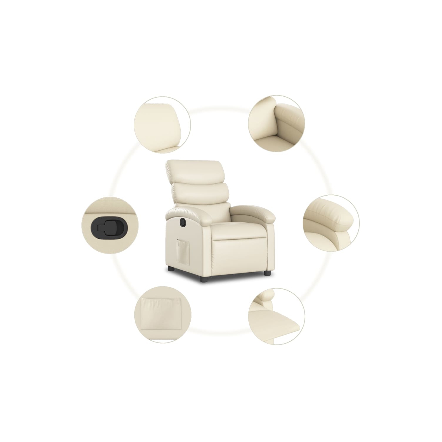 vidaXL Recliner Chair Cream Faux Leather