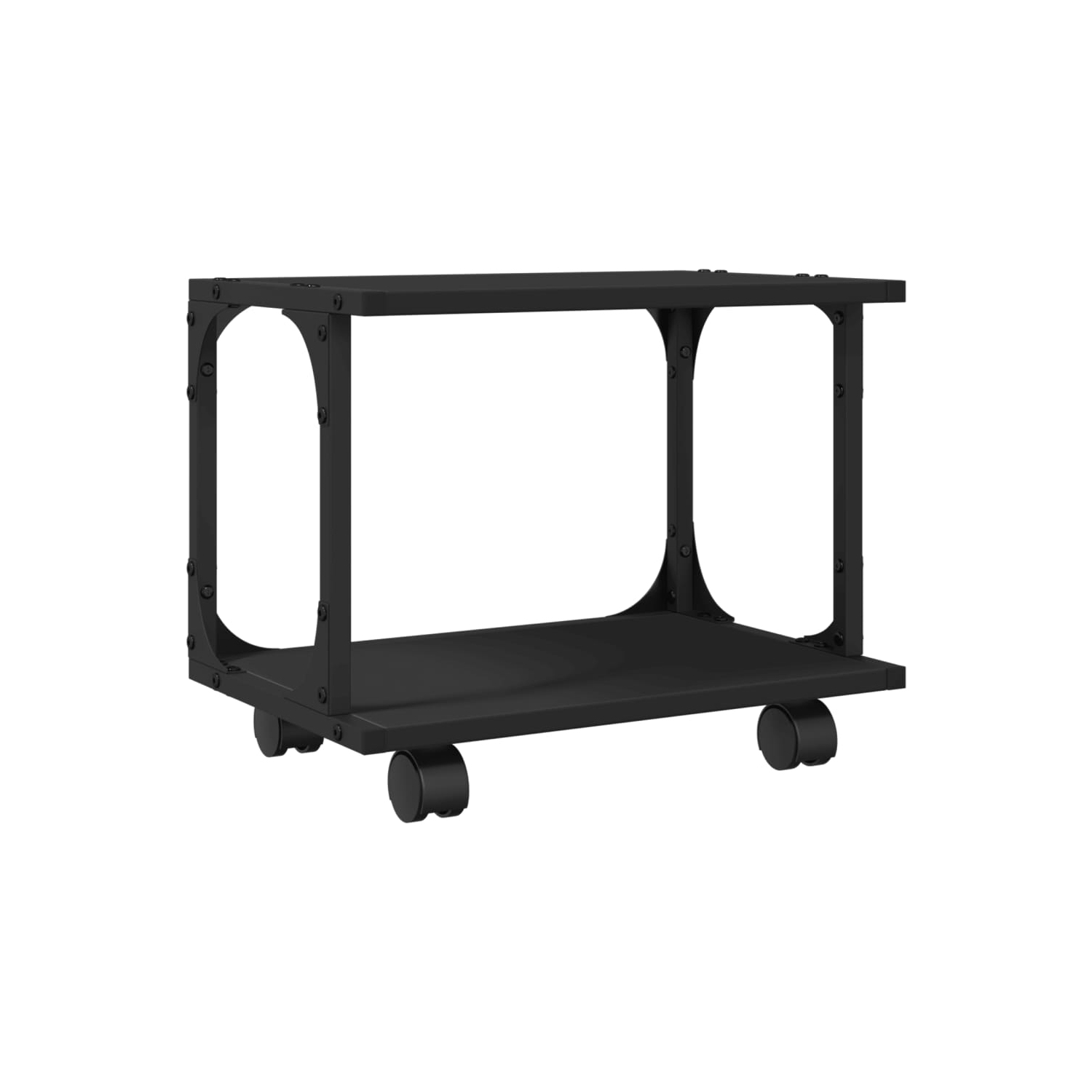 Meuble pour imprimante à 2 niveaux en bois d'ingénierie noir de 42 x 28 x 28 po de 33,5&nbsp;cm