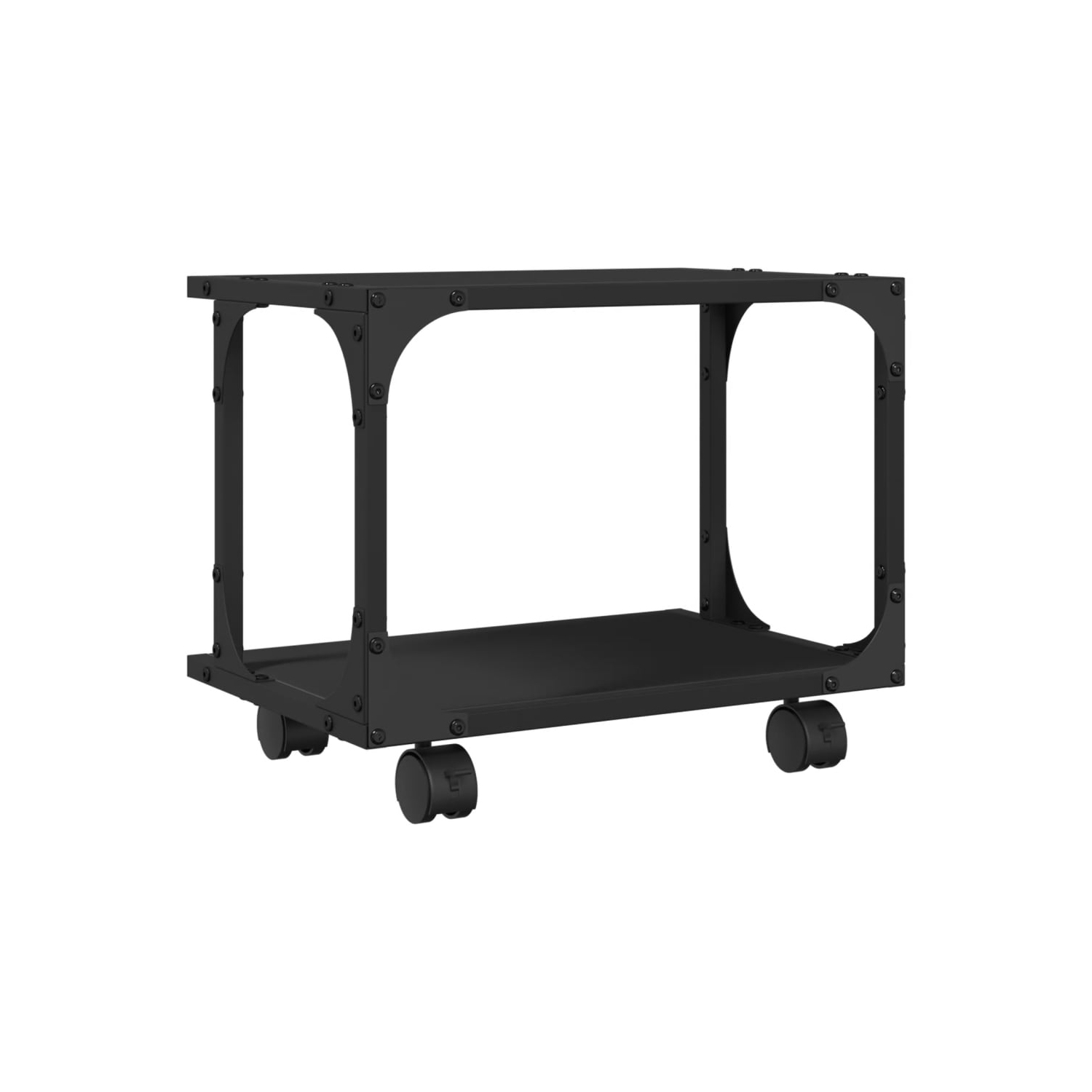 Meuble pour imprimante à 2 niveaux en bois d'ingénierie noir de 42 x 28 x 28 po de 33,5 cm