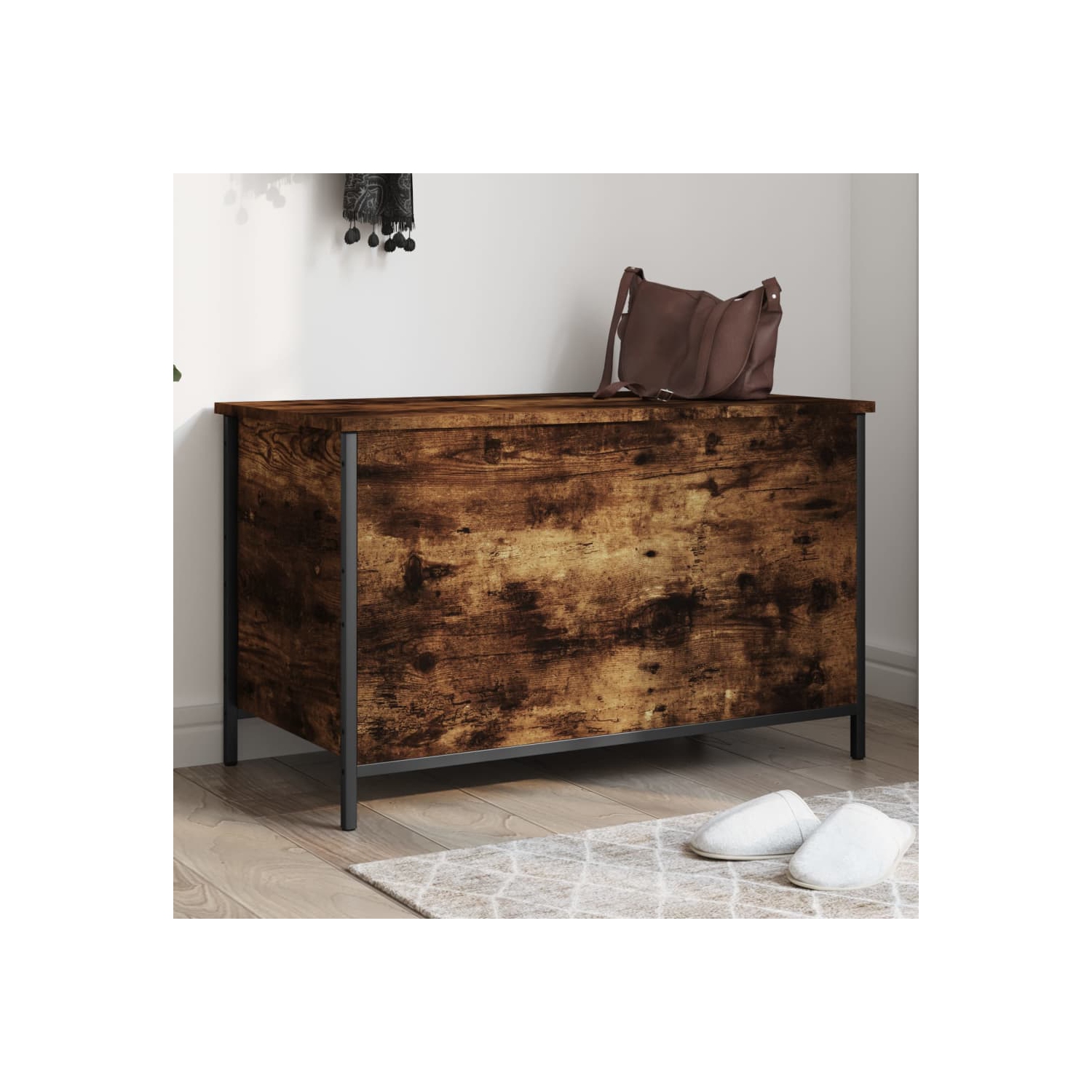 vidaXL Storage Bench Smoked Oak 80x42.5x50 cm Engineered Wood
