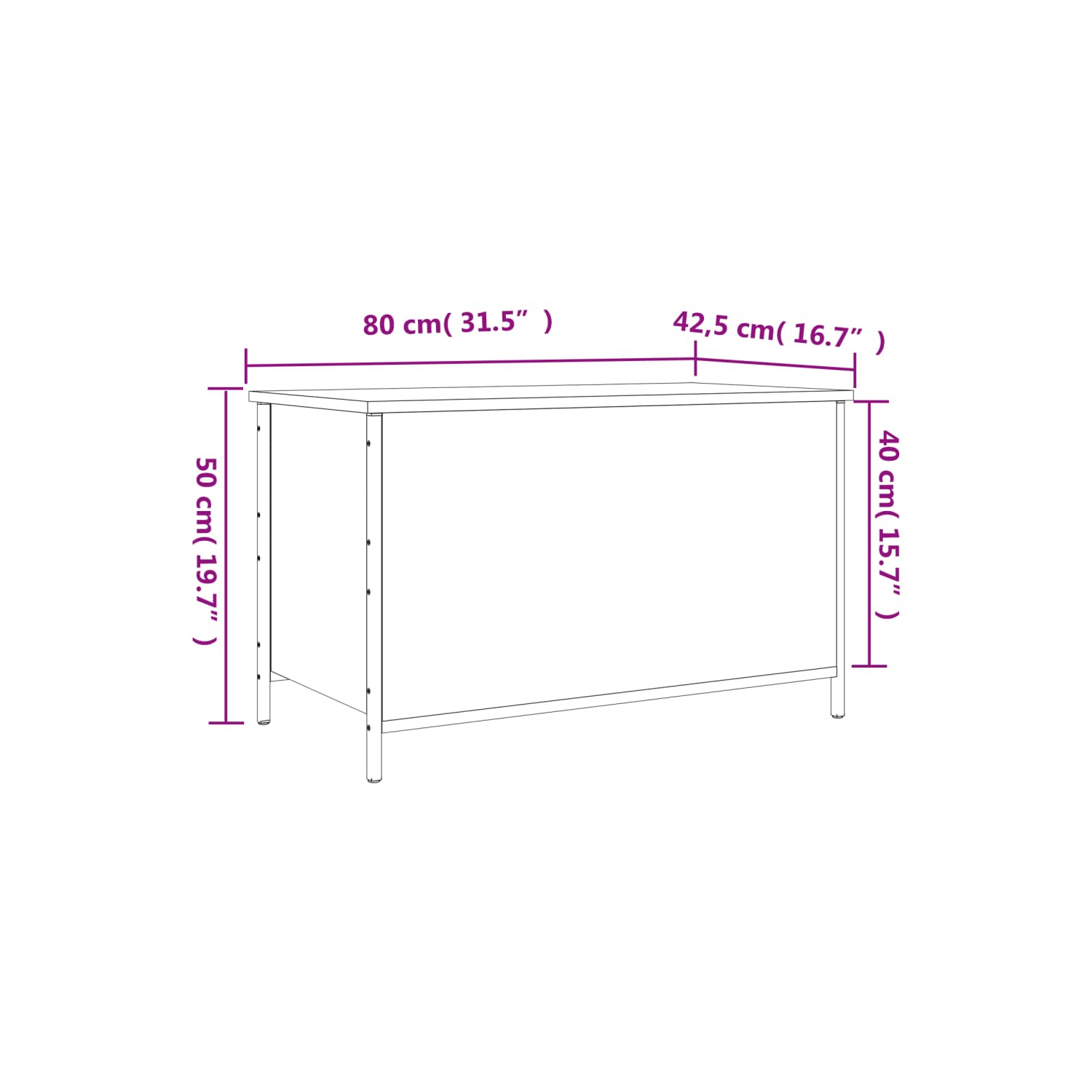 vidaXL Storage Bench Smoked Oak 80x42.5x50 cm Engineered Wood