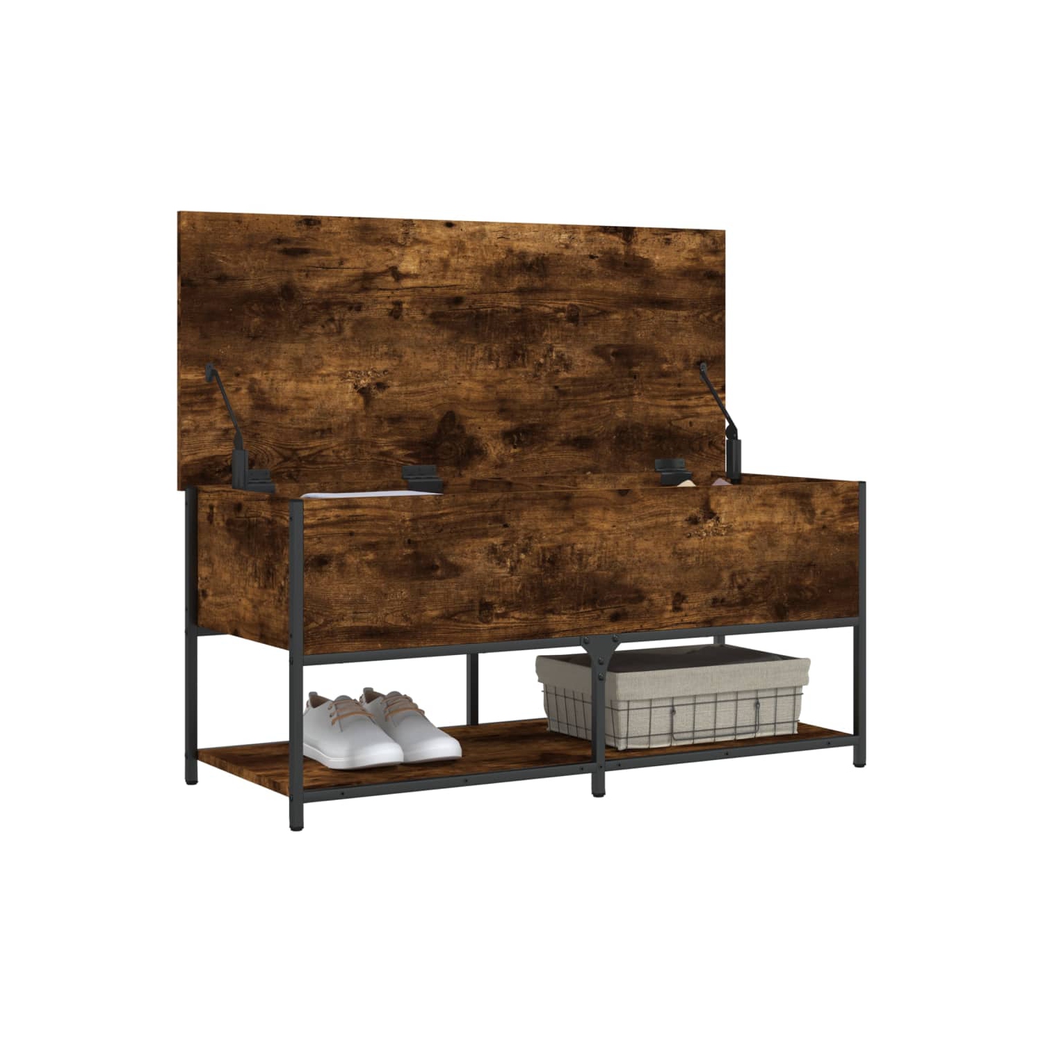 vidaXL Storage Bench Smoked Oak 100x42.5x47 cm Engineered Wood