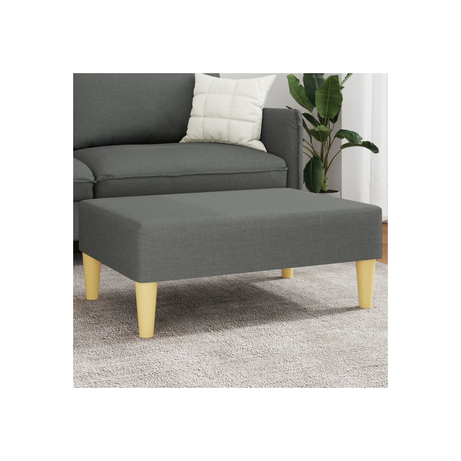 Tabouret pieds vidaXL, tissu 31 cm, gris foncé, 77 x 55 po