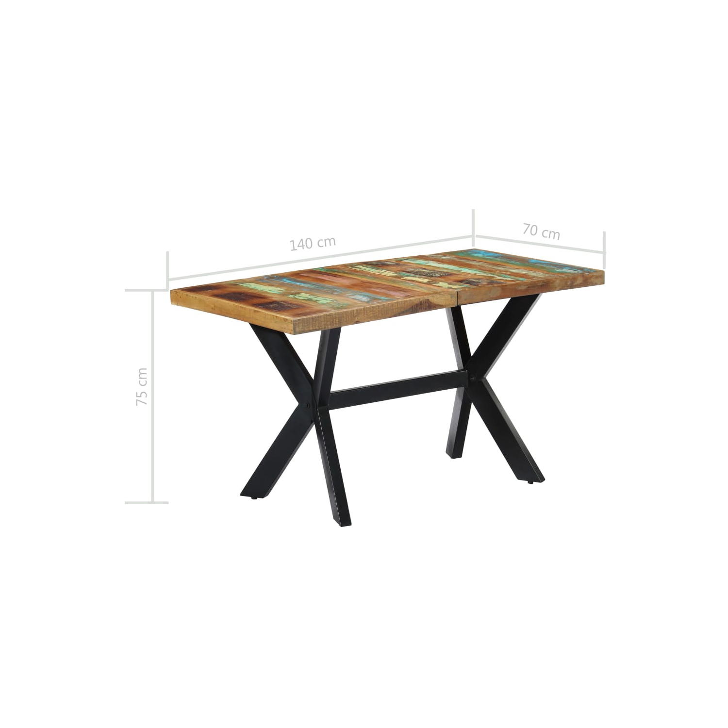 vidaXL Dining Table 55.1"x27.6"x29.5" Solid Reclaimed Wood