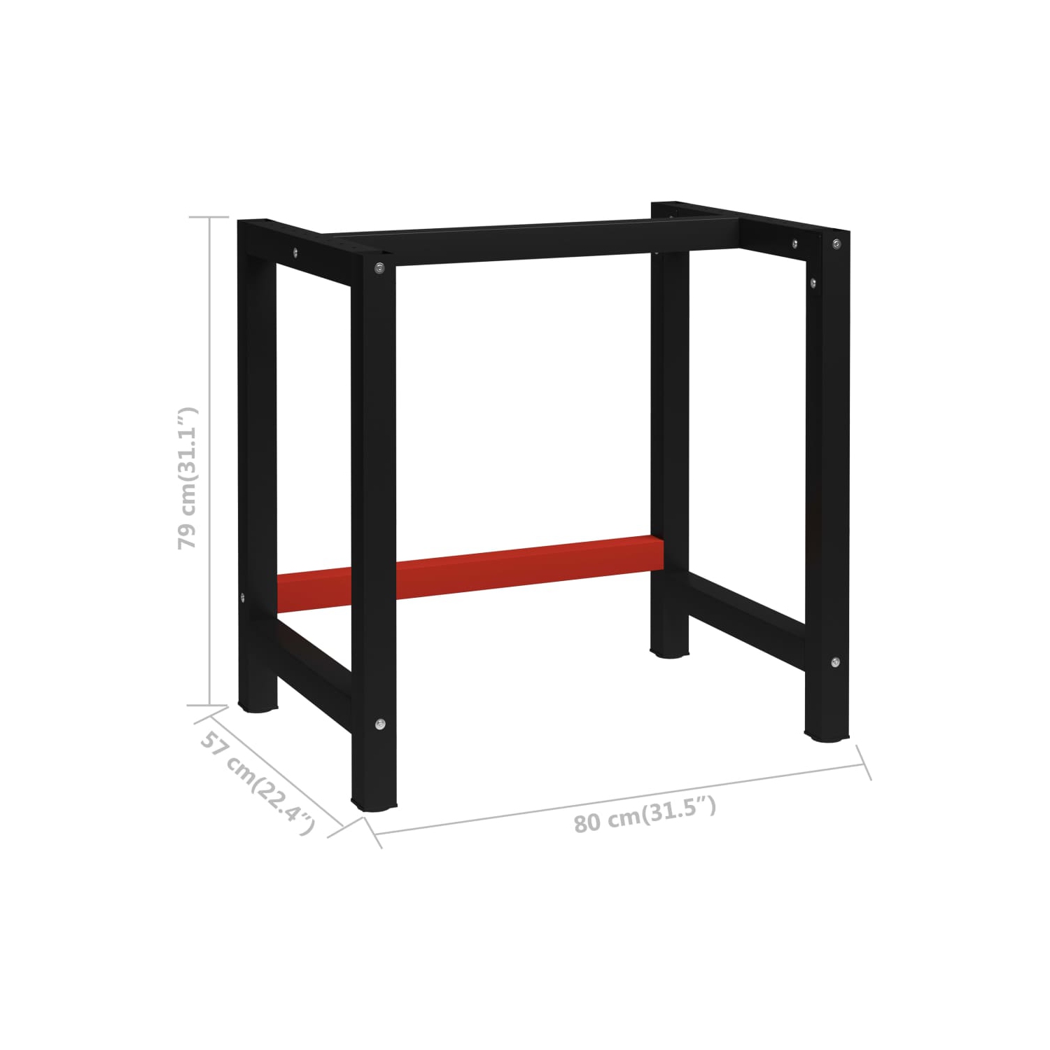 vidaXL Work Bench Frame Metal 80x57x79 cm Black and Red