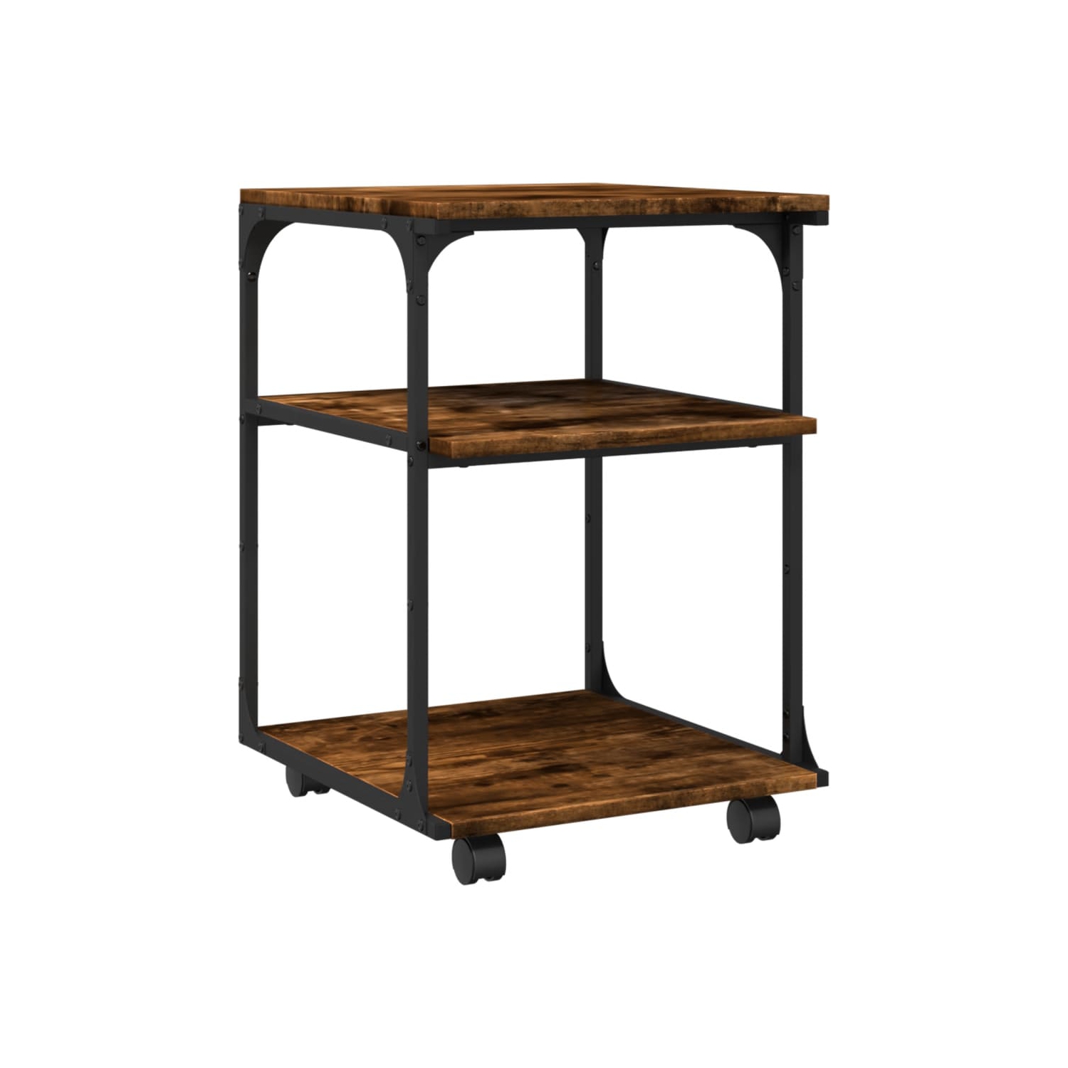 Meuble pour imprimante à 3 niveaux en chêne fumé 43 x 48 x 10 po en bois d'ingénierie de 64&nbsp;cm