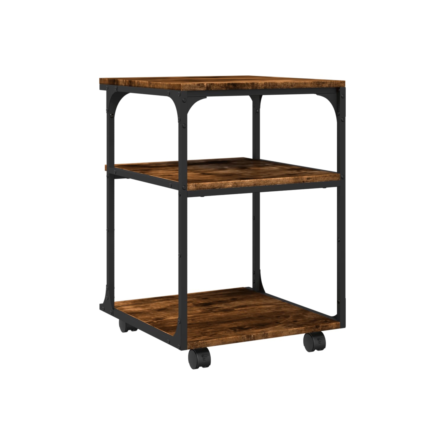 Meuble pour imprimante à 3 niveaux en chêne fumé 43 x 48 x 10 po en bois d'ingénierie de 64&nbsp;cm