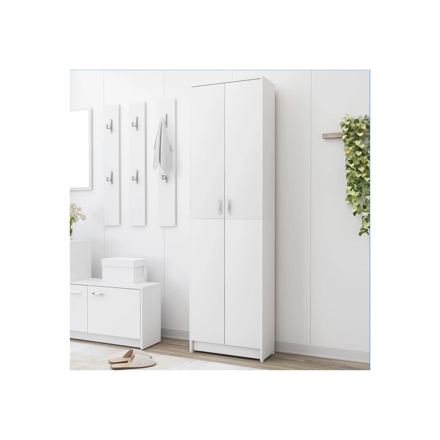 Garde-robe à Hallway pour le vestibule, blanc, 55 x 25 x 189&nbsp;cm, bois d'ingénierie