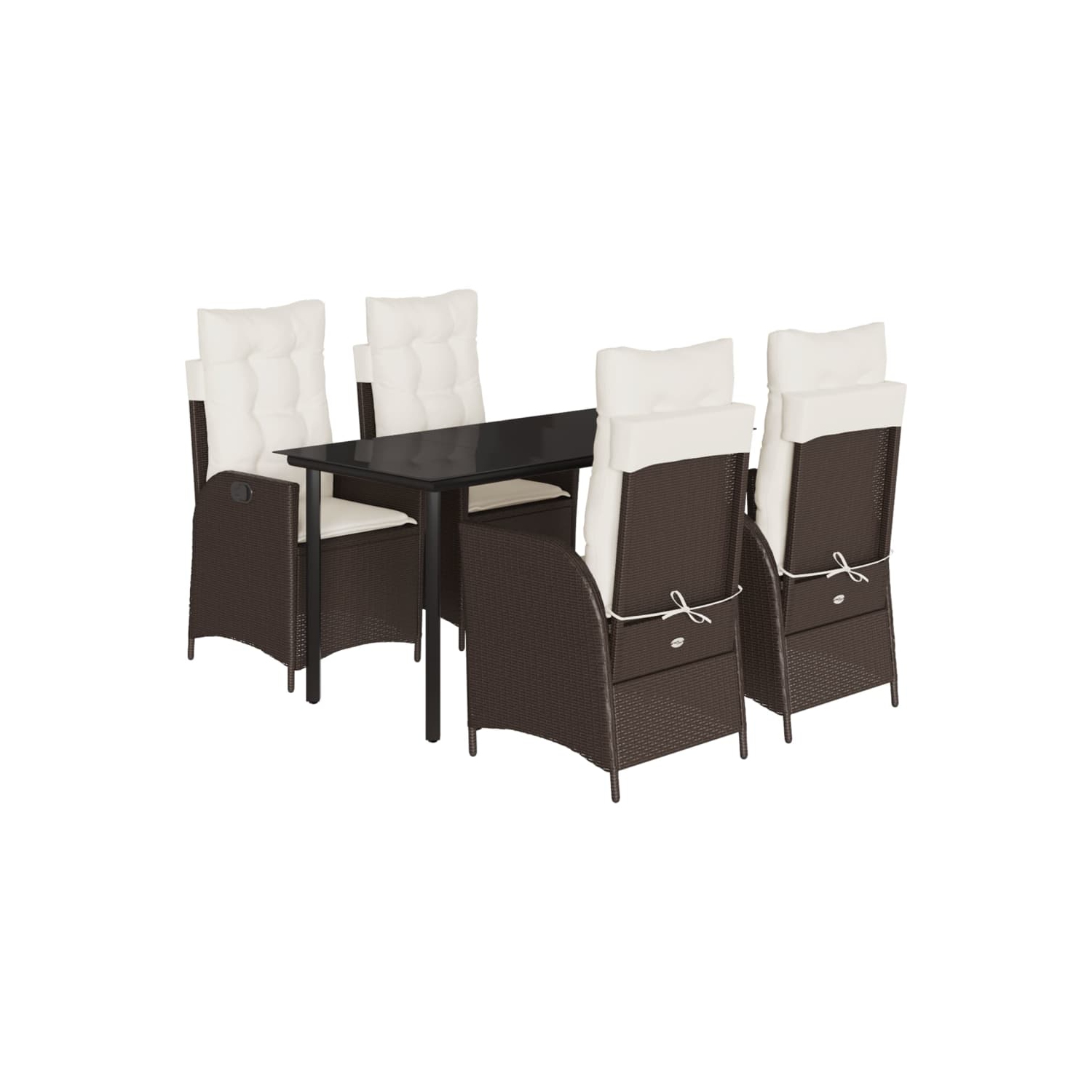 vidaXL 5 Piece Garden Dining Set with Cushions Brown Poly Rattan