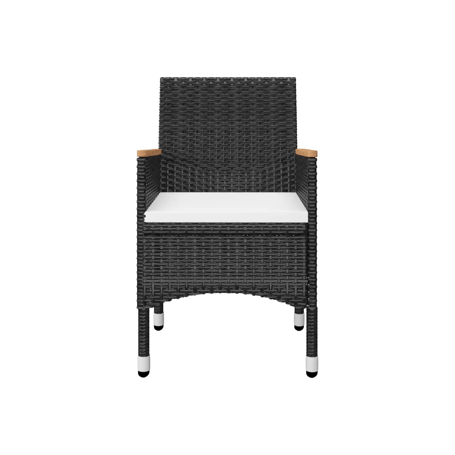 Ensemble bistro de 3 pièces en poly rotin et verre trempé noir