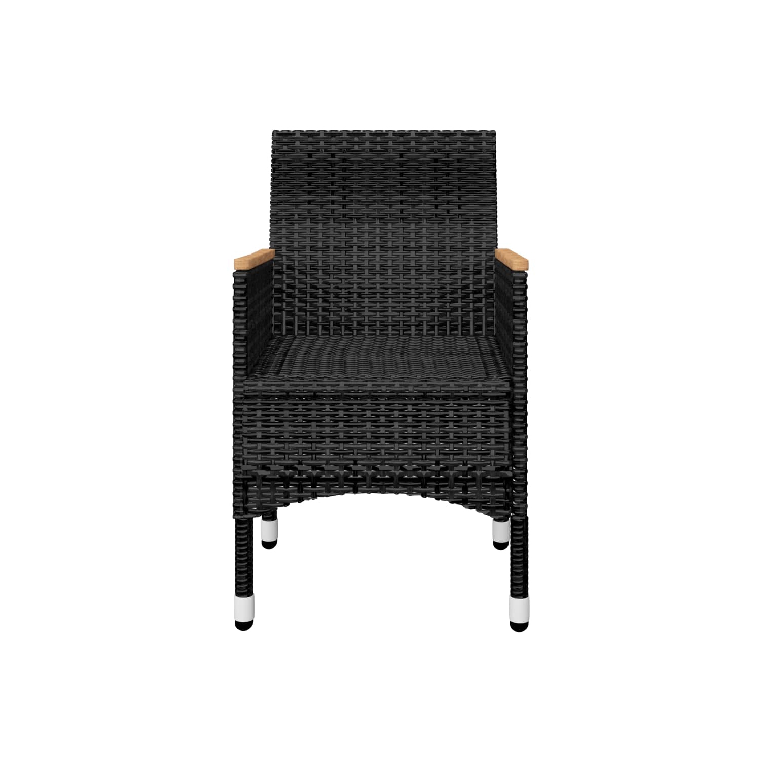 Ensemble bistro de 3 pièces en poly rotin et verre trempé noir