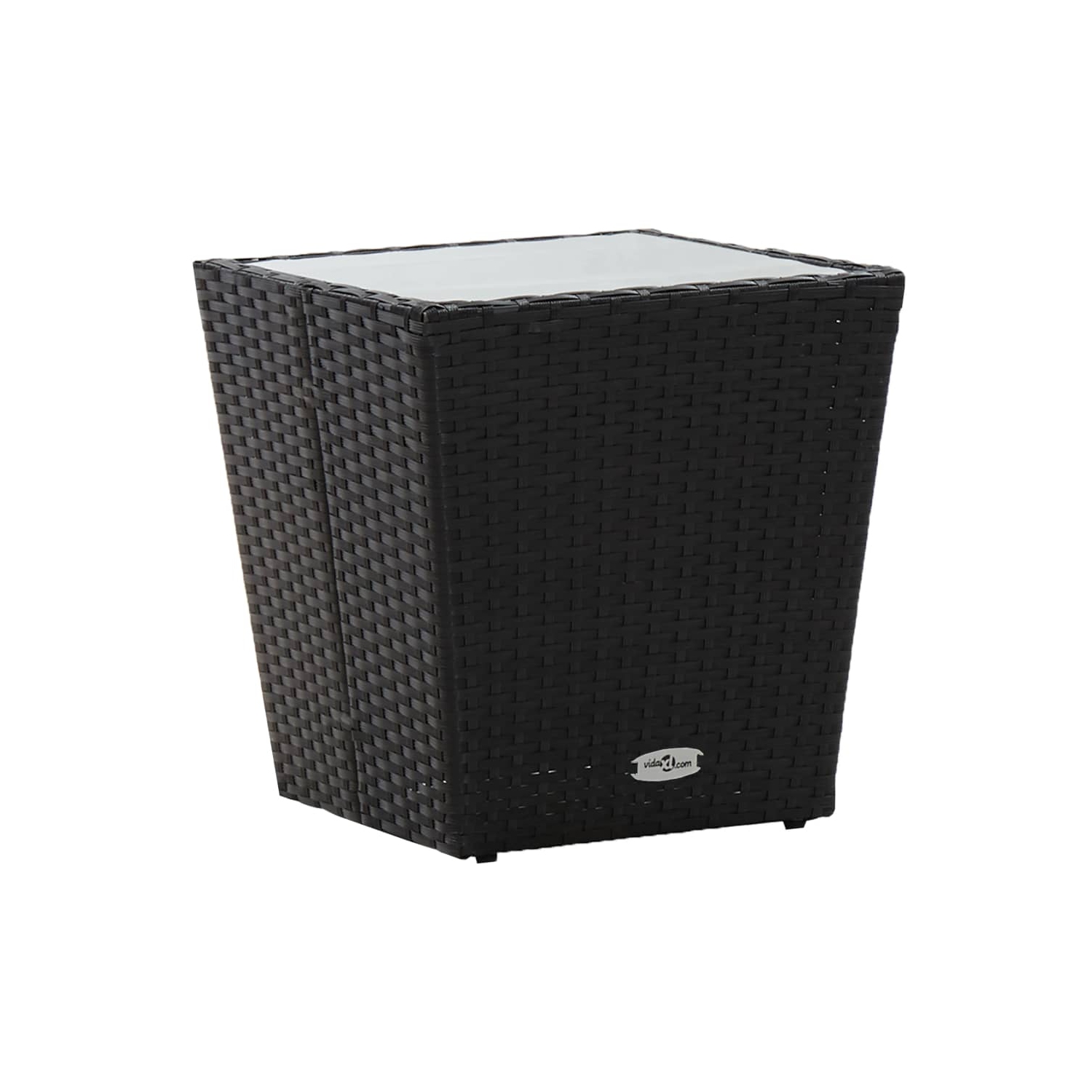 Ensemble bistro de 3 pièces en poly rotin et verre trempé noir