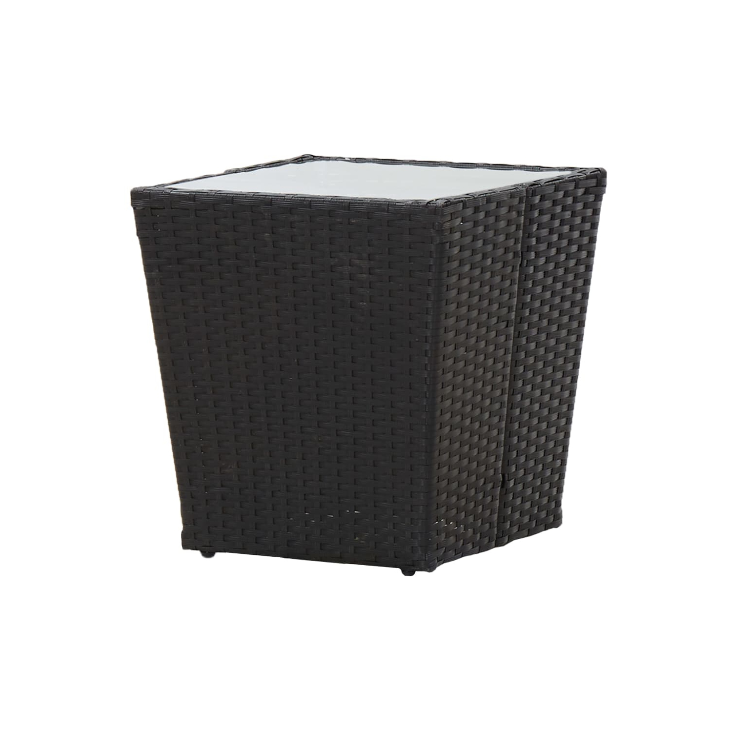 Ensemble bistro de 3 pièces en poly rotin et verre trempé noir