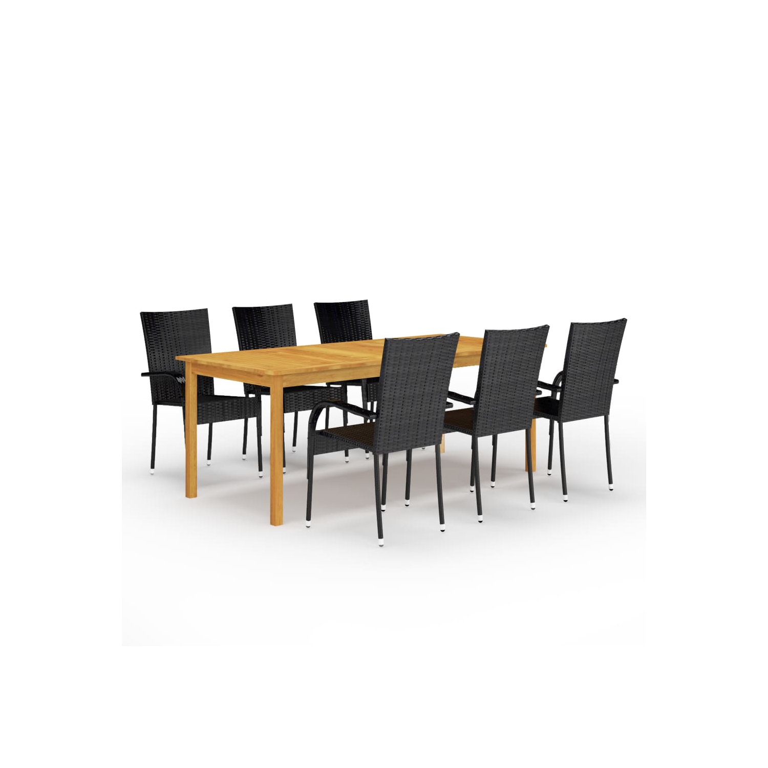 vidaXL 7 Piece Garden Dining Set Black