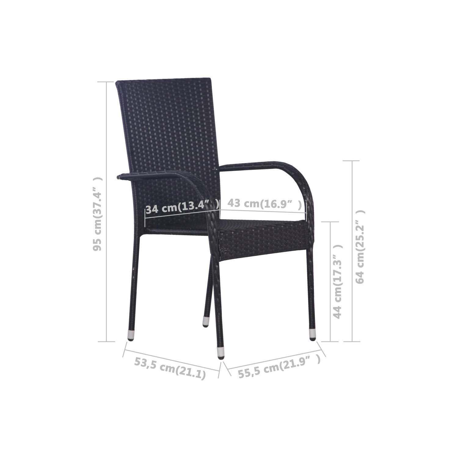 vidaXL 7 Piece Garden Dining Set Black