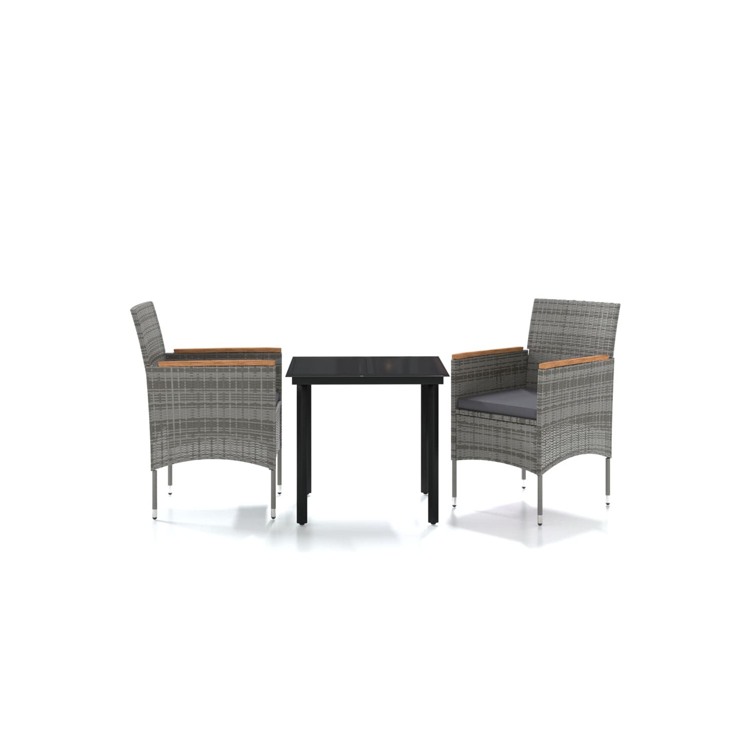 vidaXL 3 Piece Garden Dining Set with Cushions Grey and Black