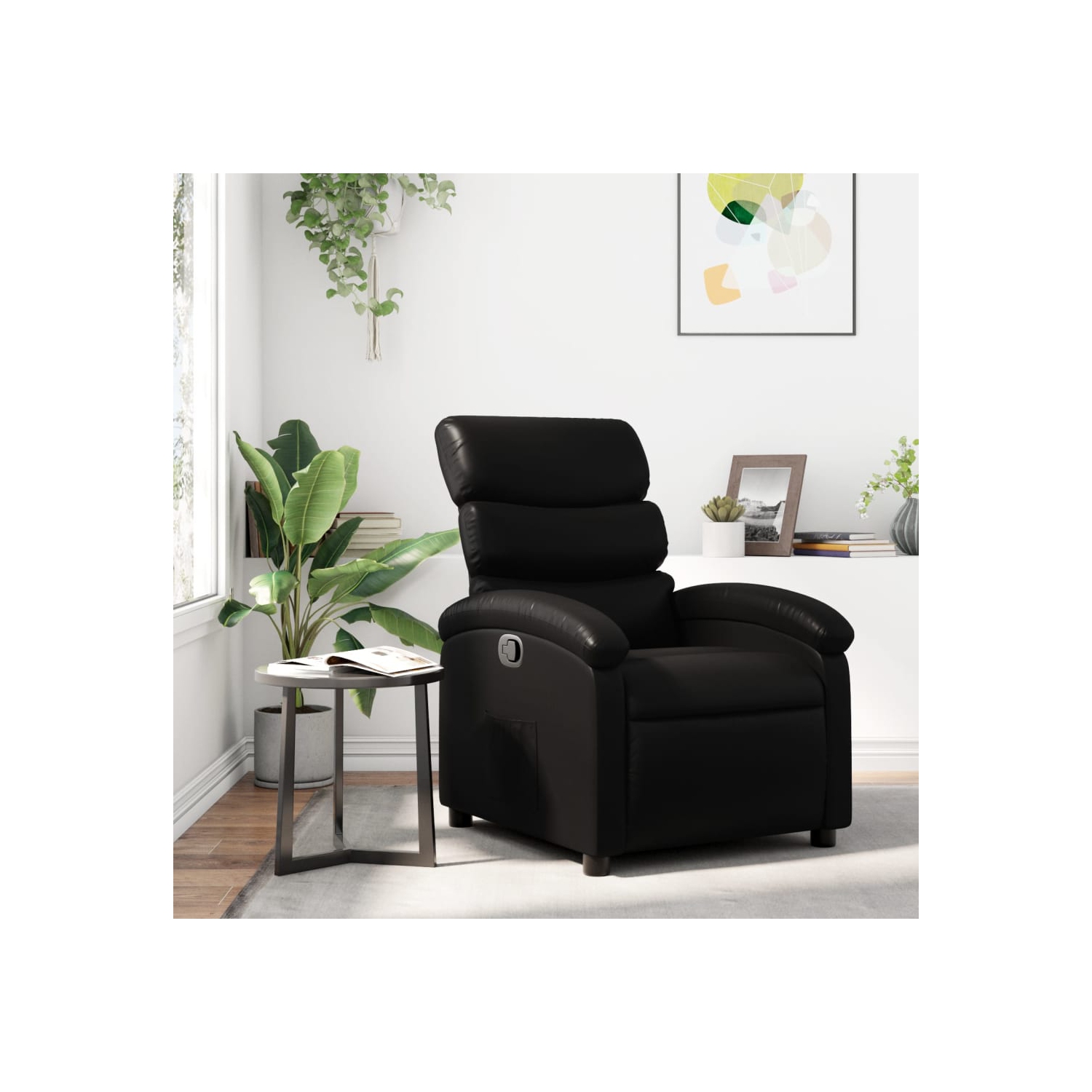 vidaXL Recliner Chair Black Faux Leather