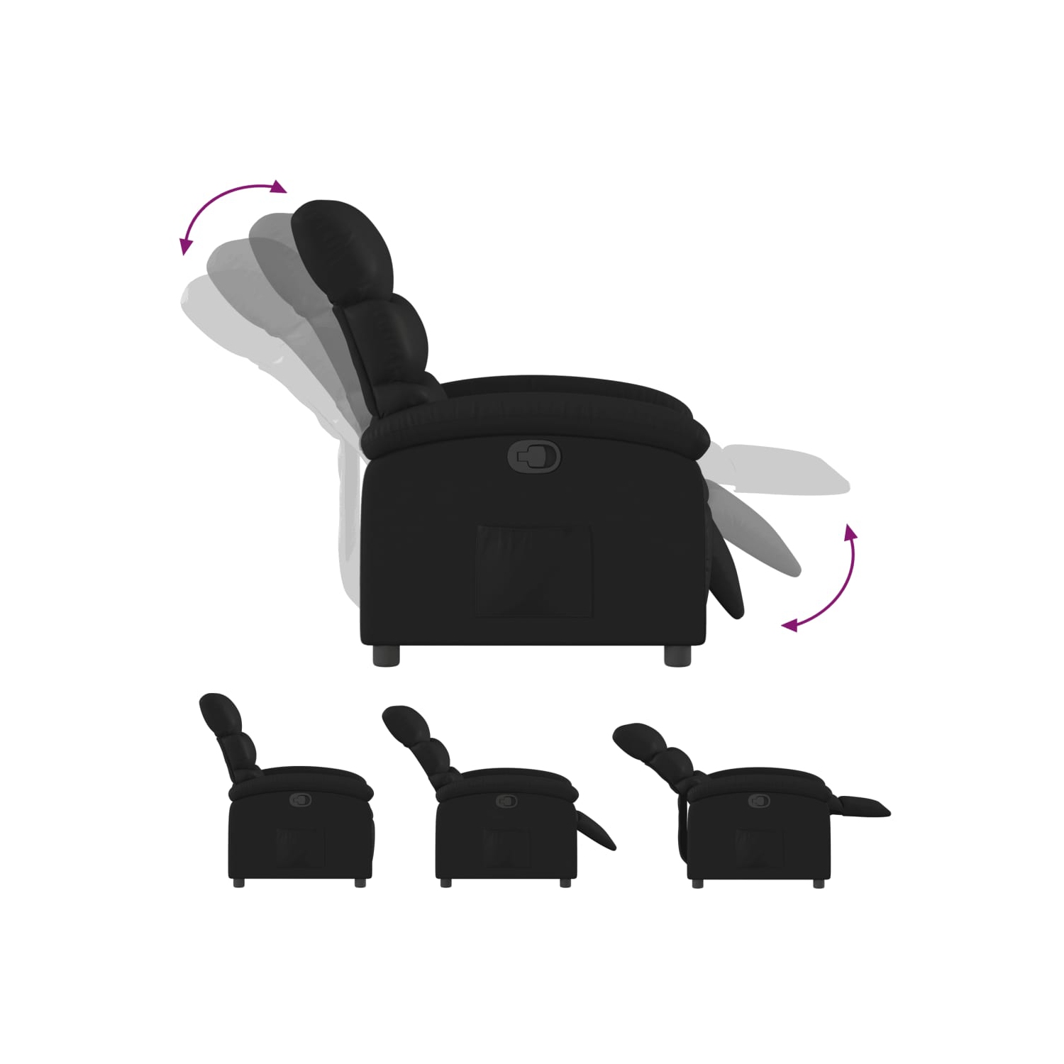 vidaXL Recliner Chair Black Faux Leather