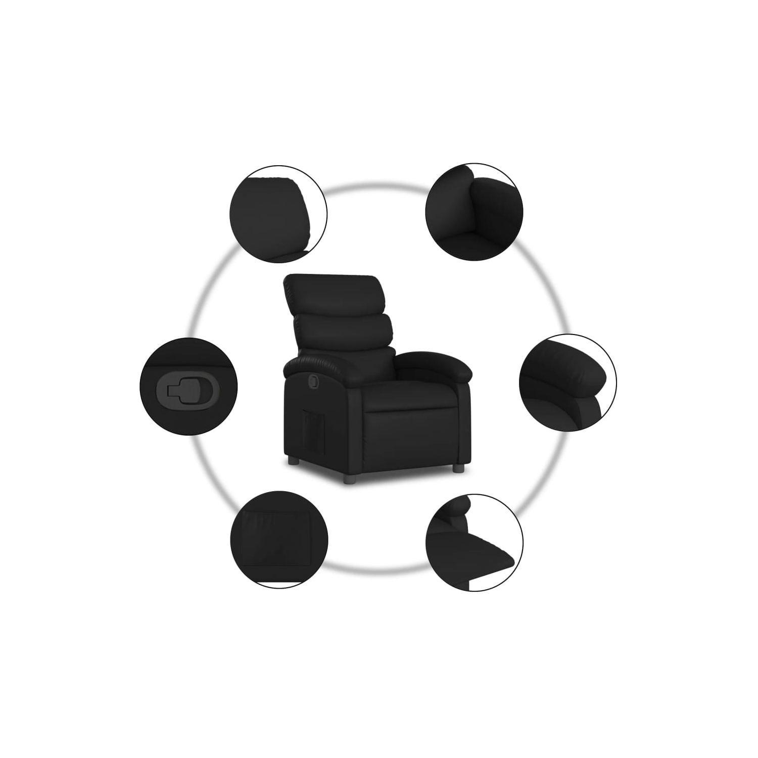 vidaXL Recliner Chair Black Faux Leather