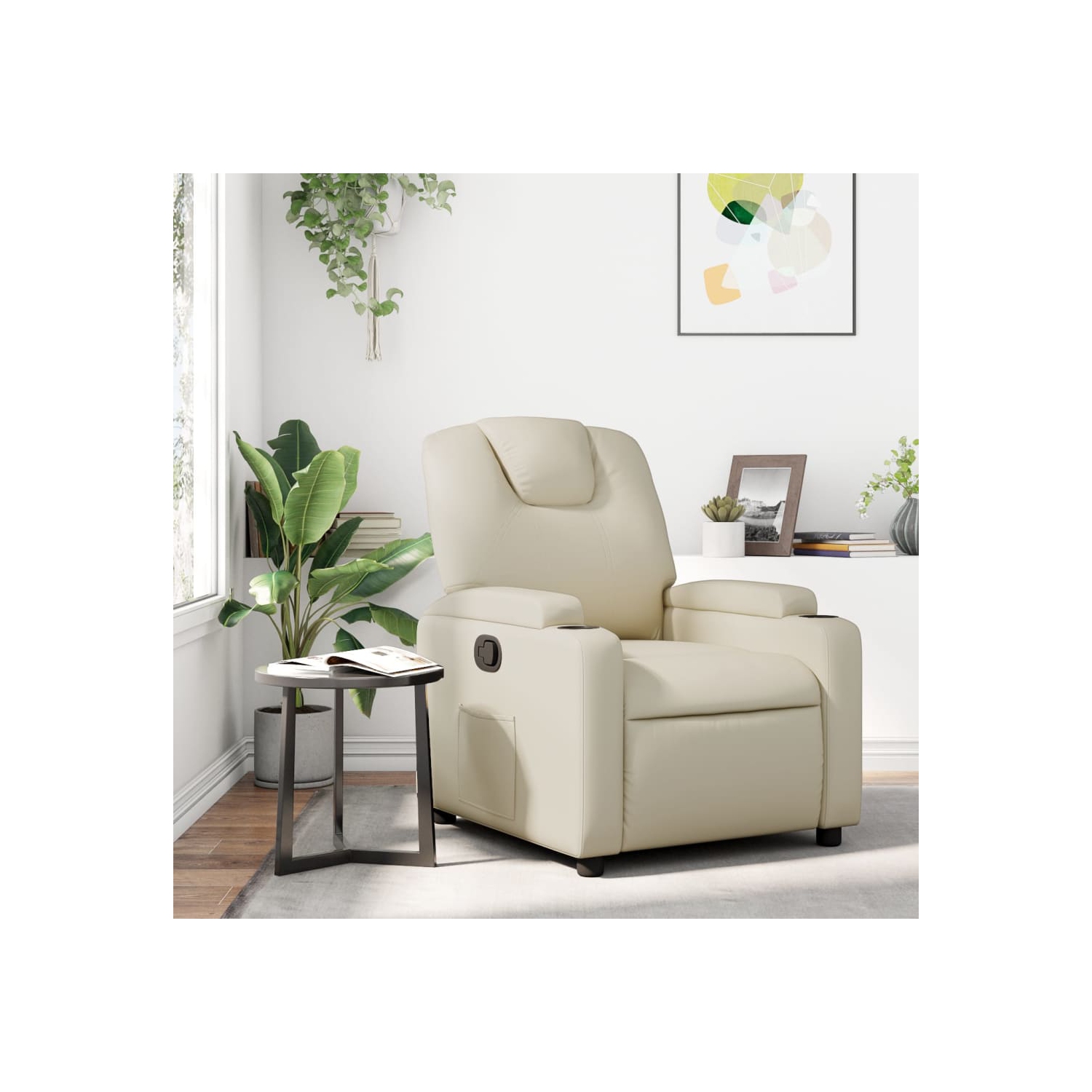 vidaXL Recliner Chair Cream Faux Leather