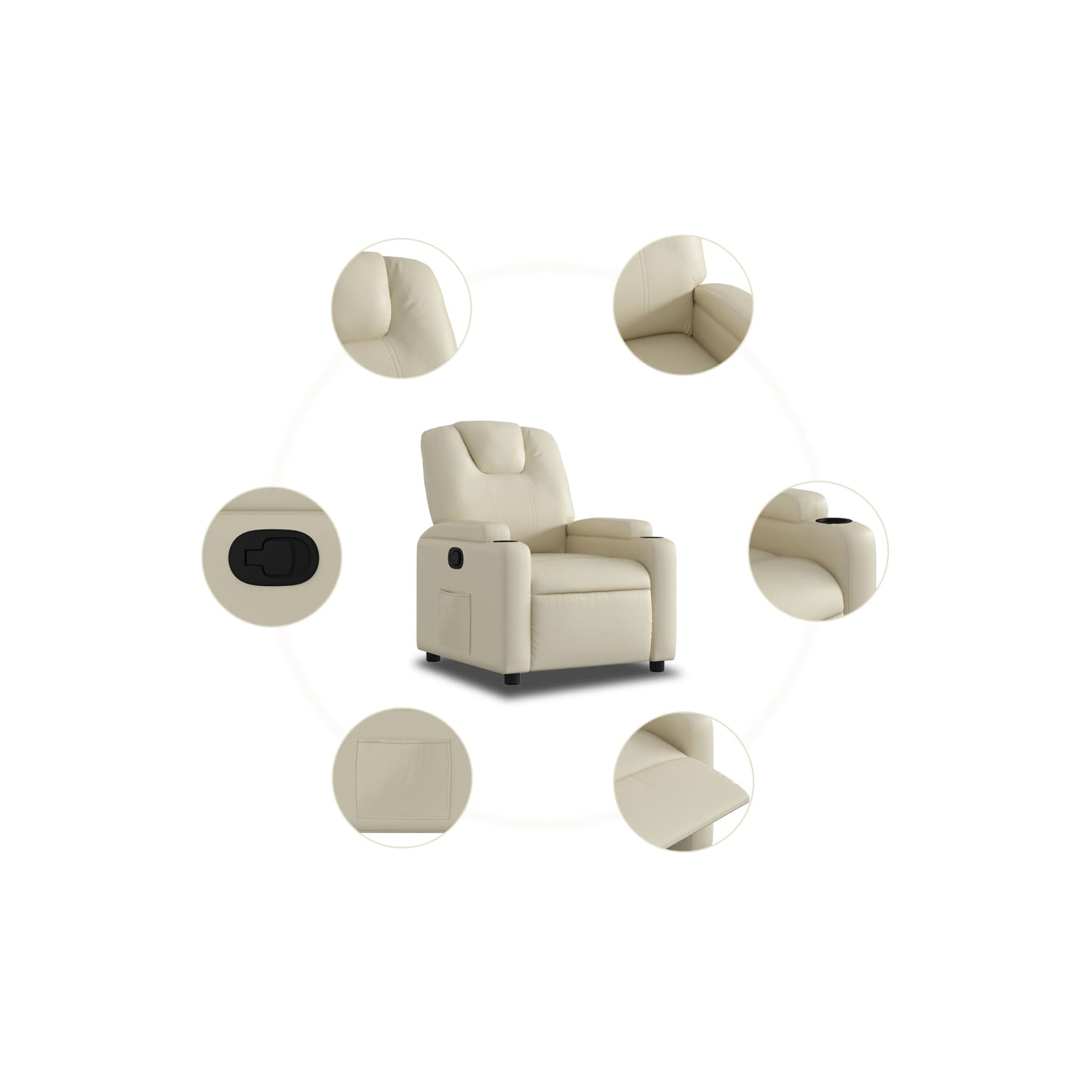 vidaXL Recliner Chair Cream Faux Leather