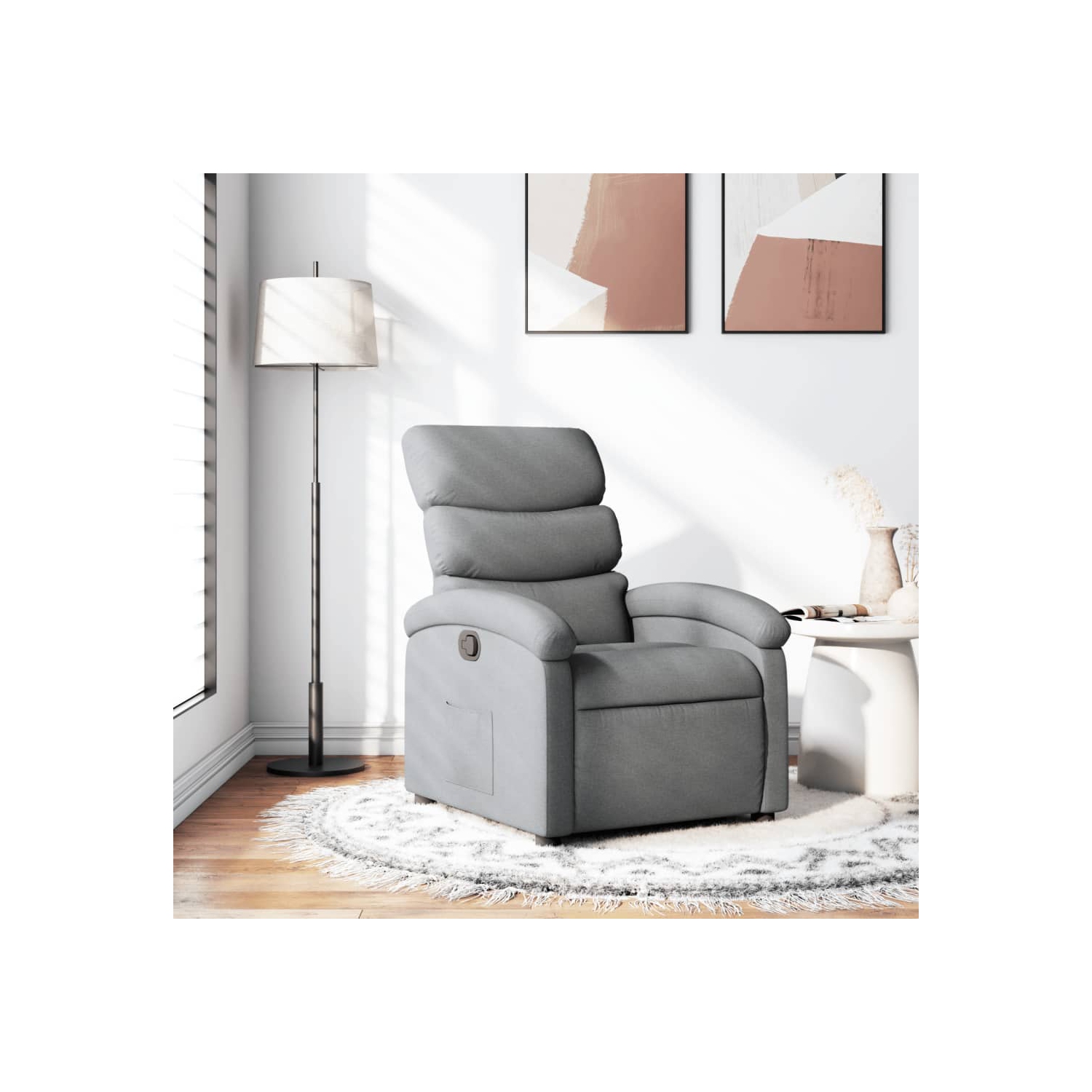 vidaXL Recliner Chair Light Grey Fabric