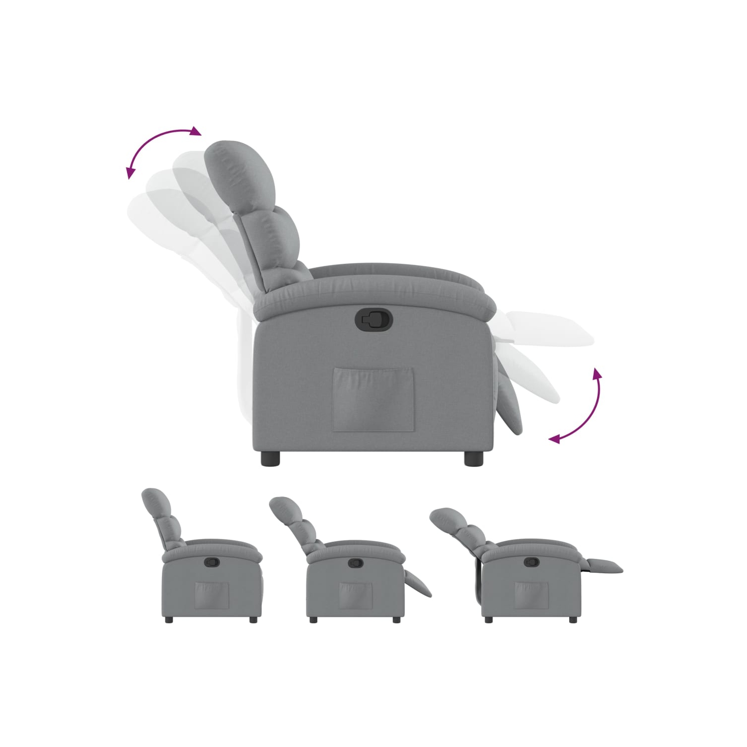 vidaXL Recliner Chair Light Grey Fabric