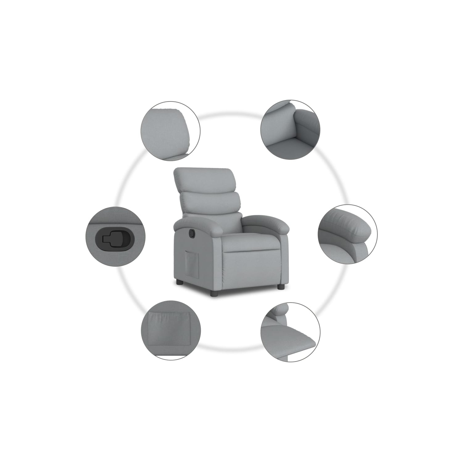 vidaXL Recliner Chair Light Grey Fabric