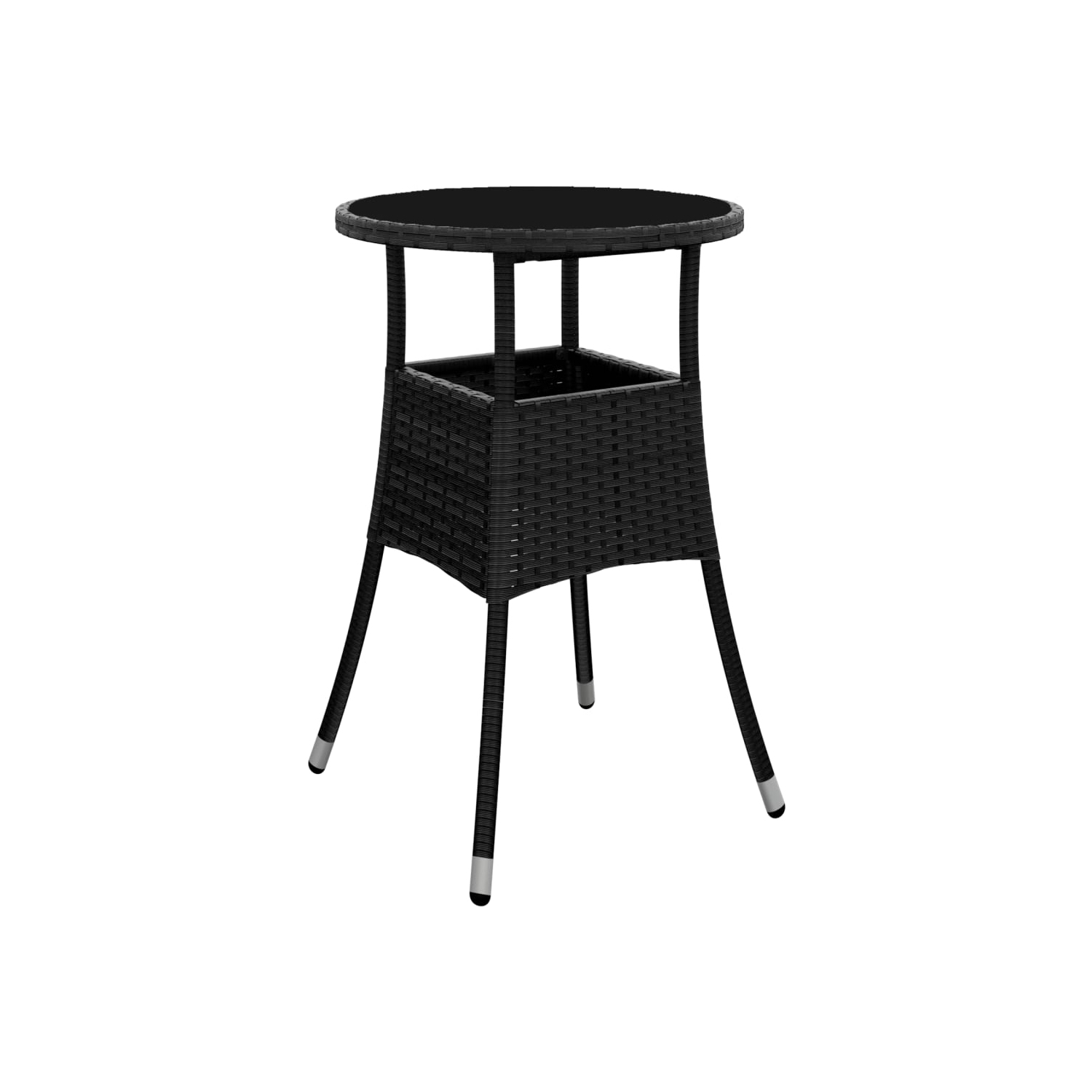 vidaXL 3 Piece Garden Bistro Set with Cushions Black Poly Rattan